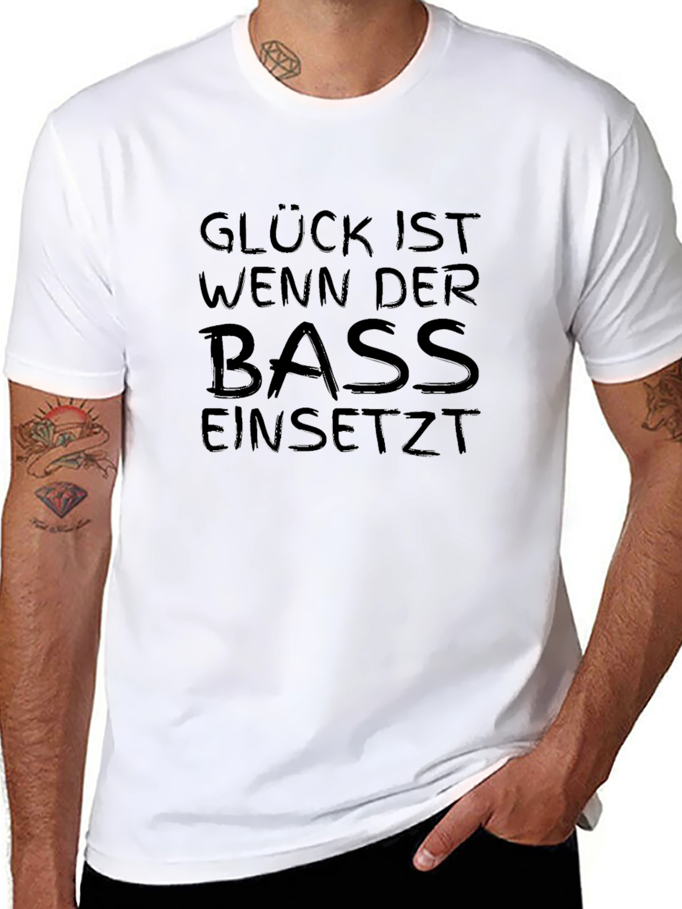 Gluck Ist Wenn Der Bass Einsetzt Black T-Shirt
