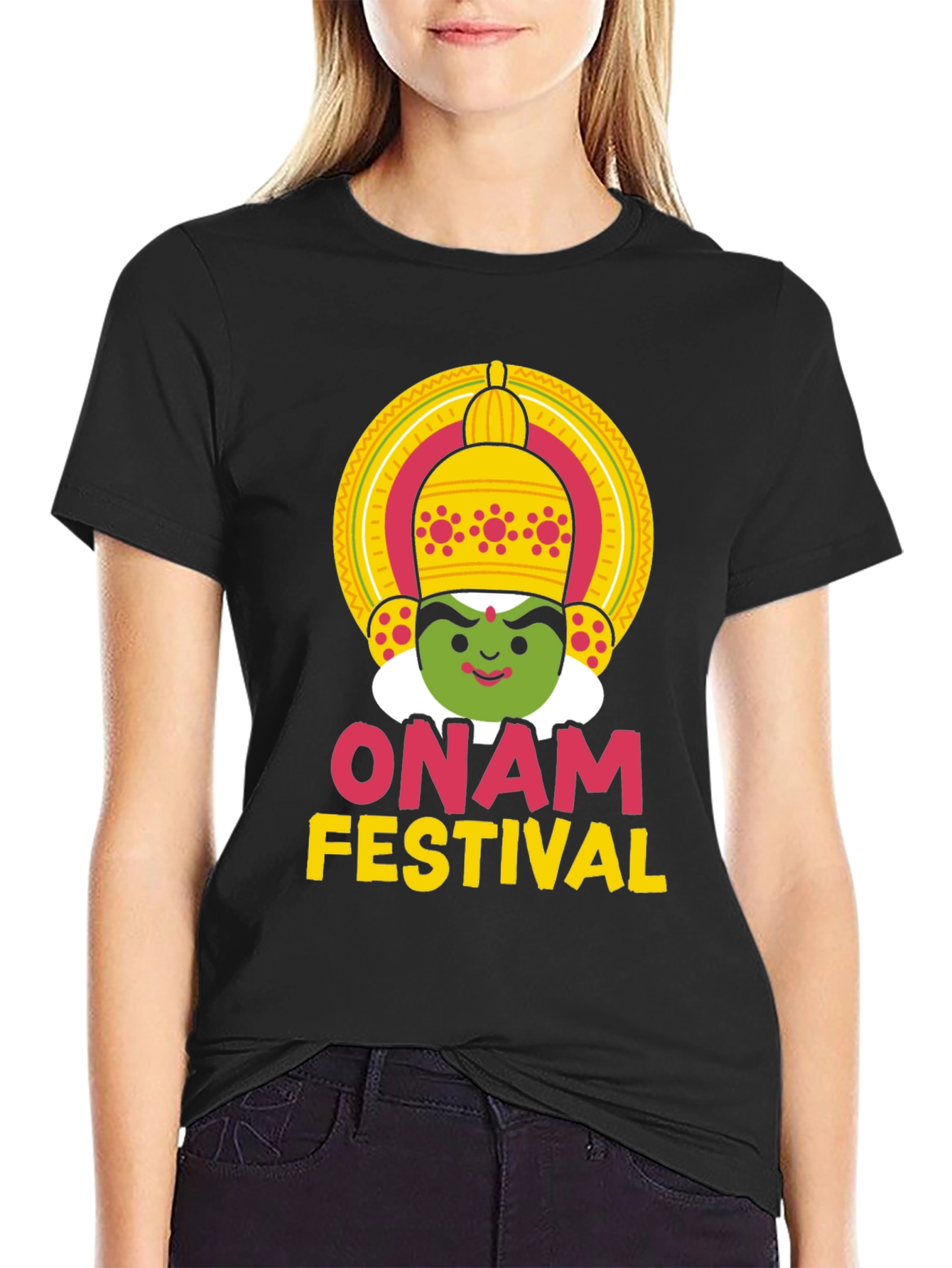 Onam Festival Graphic Tee - Unisex Black T-Shirt