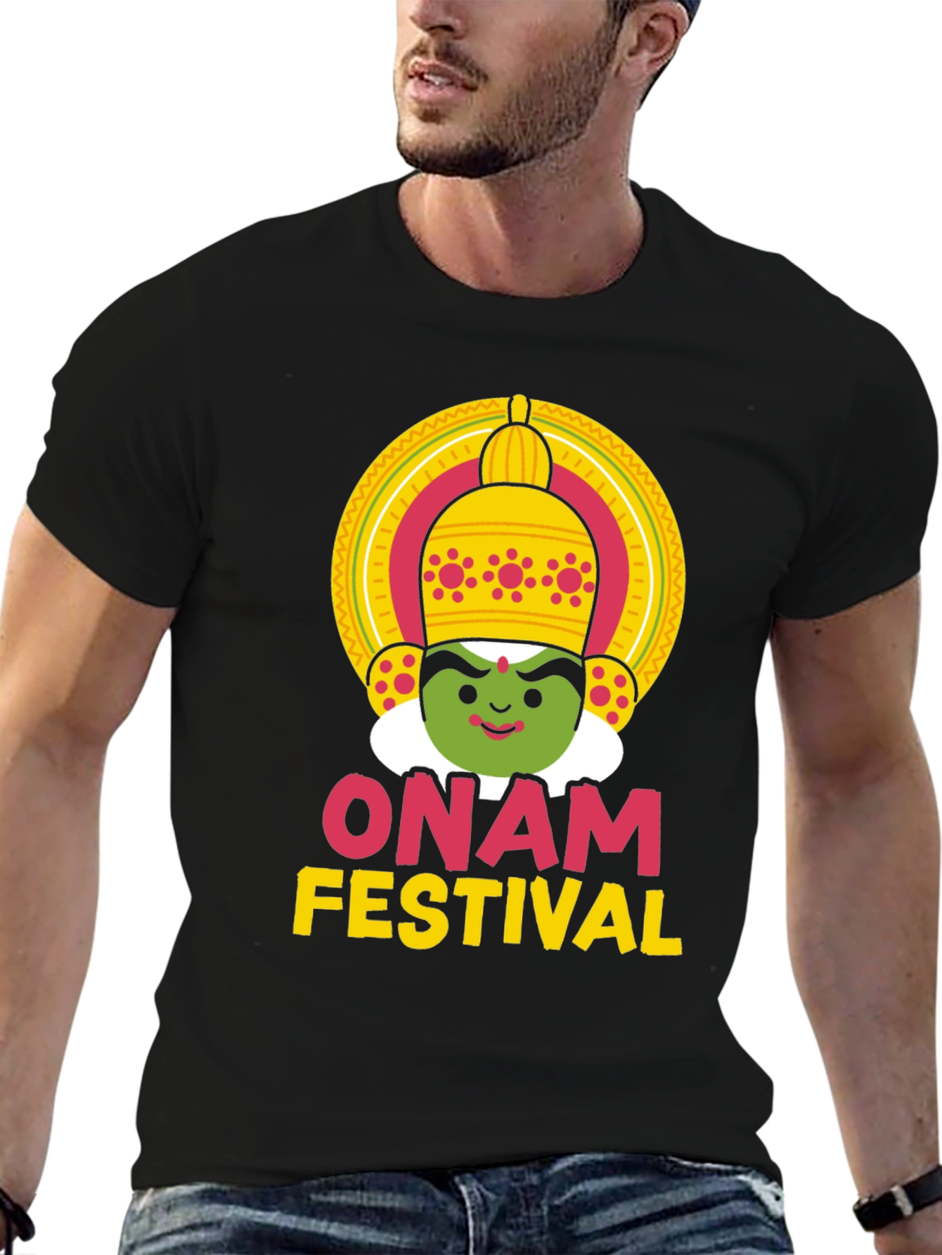Onam Festival Graphic Tee - Unisex Black T-Shirt