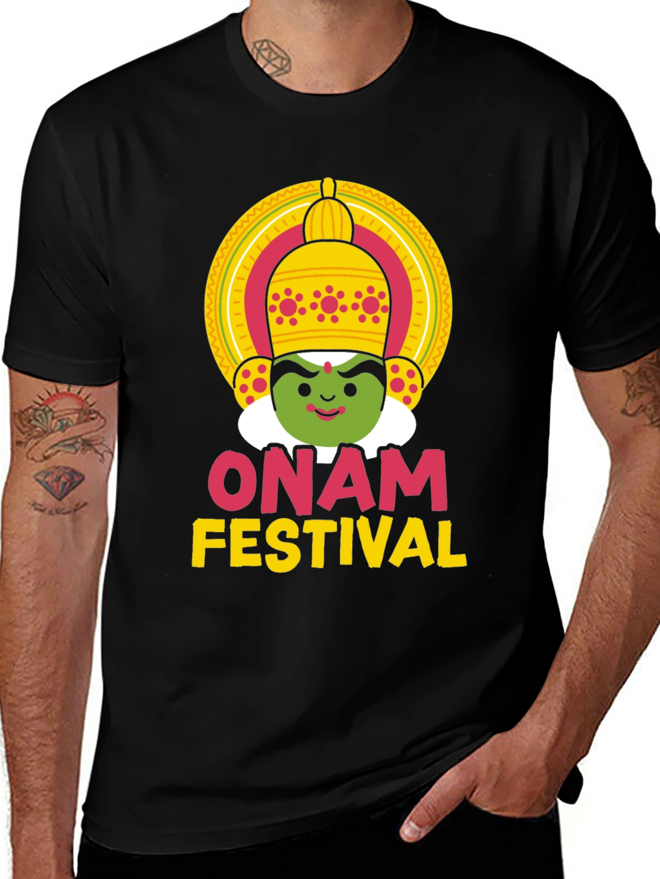 Onam Festival Graphic Tee - Unisex Black T-Shirt