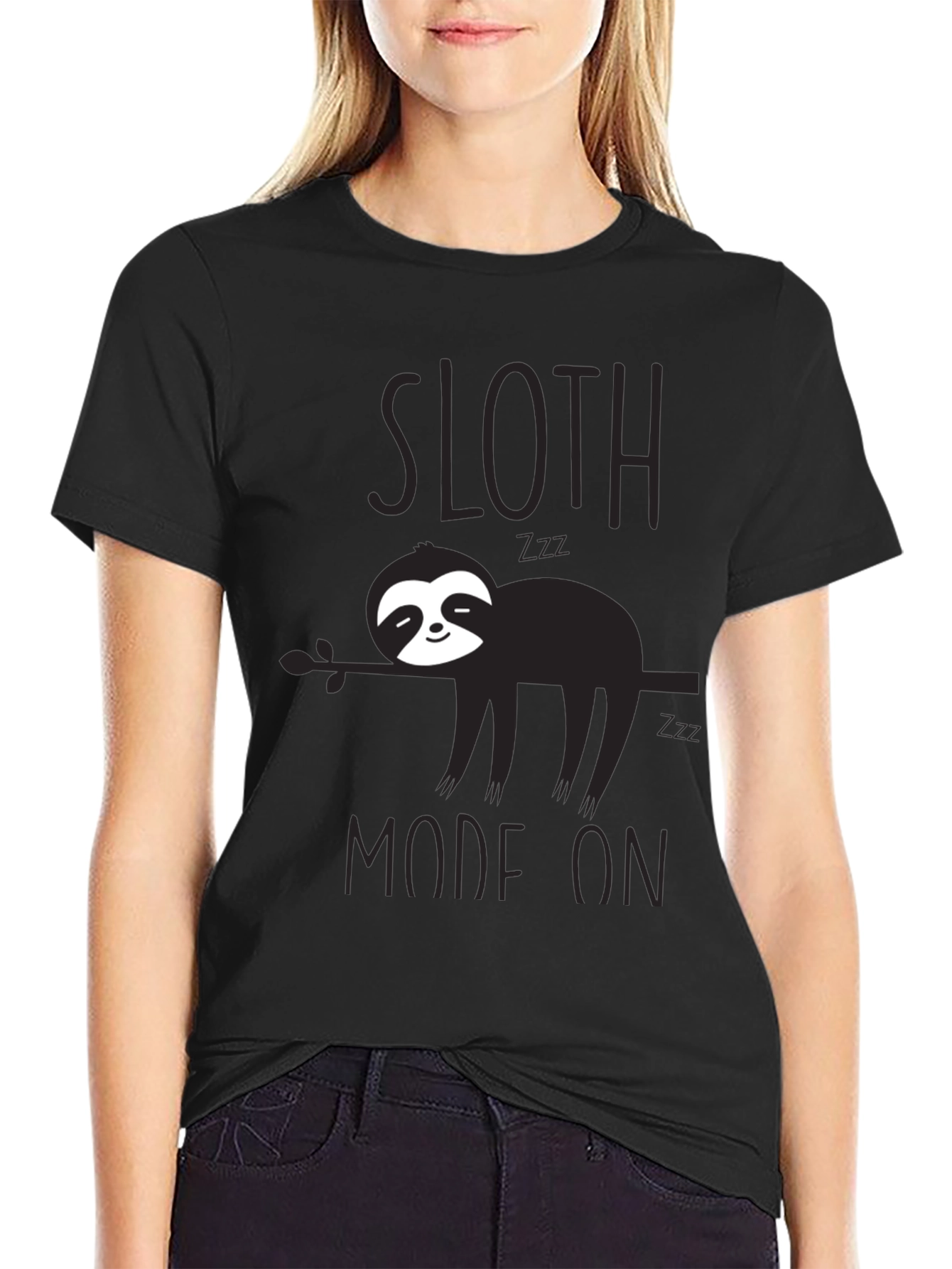 Sloth Mode On Black T-Shirt