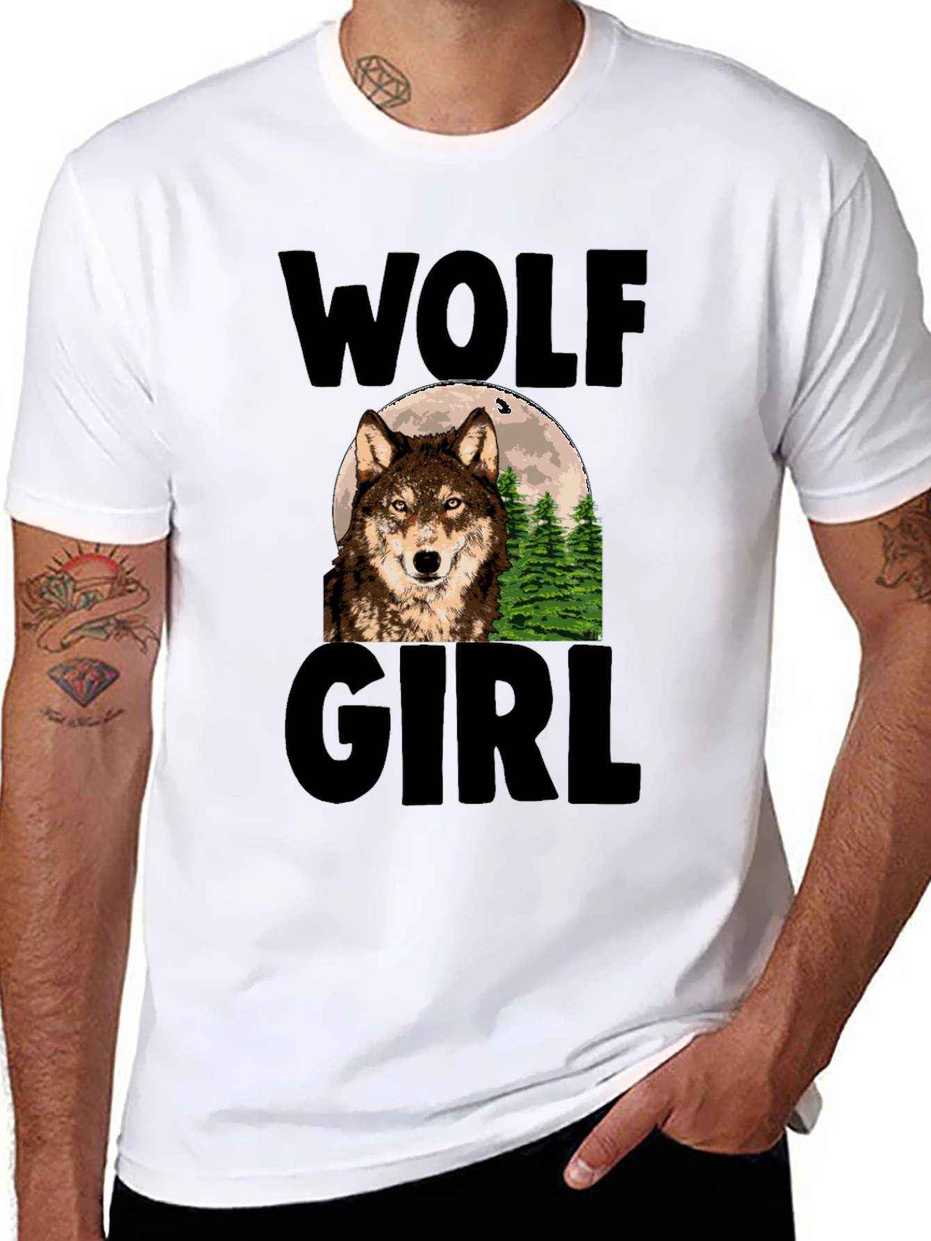 Wolf Girl Graphic Print T-Shirt