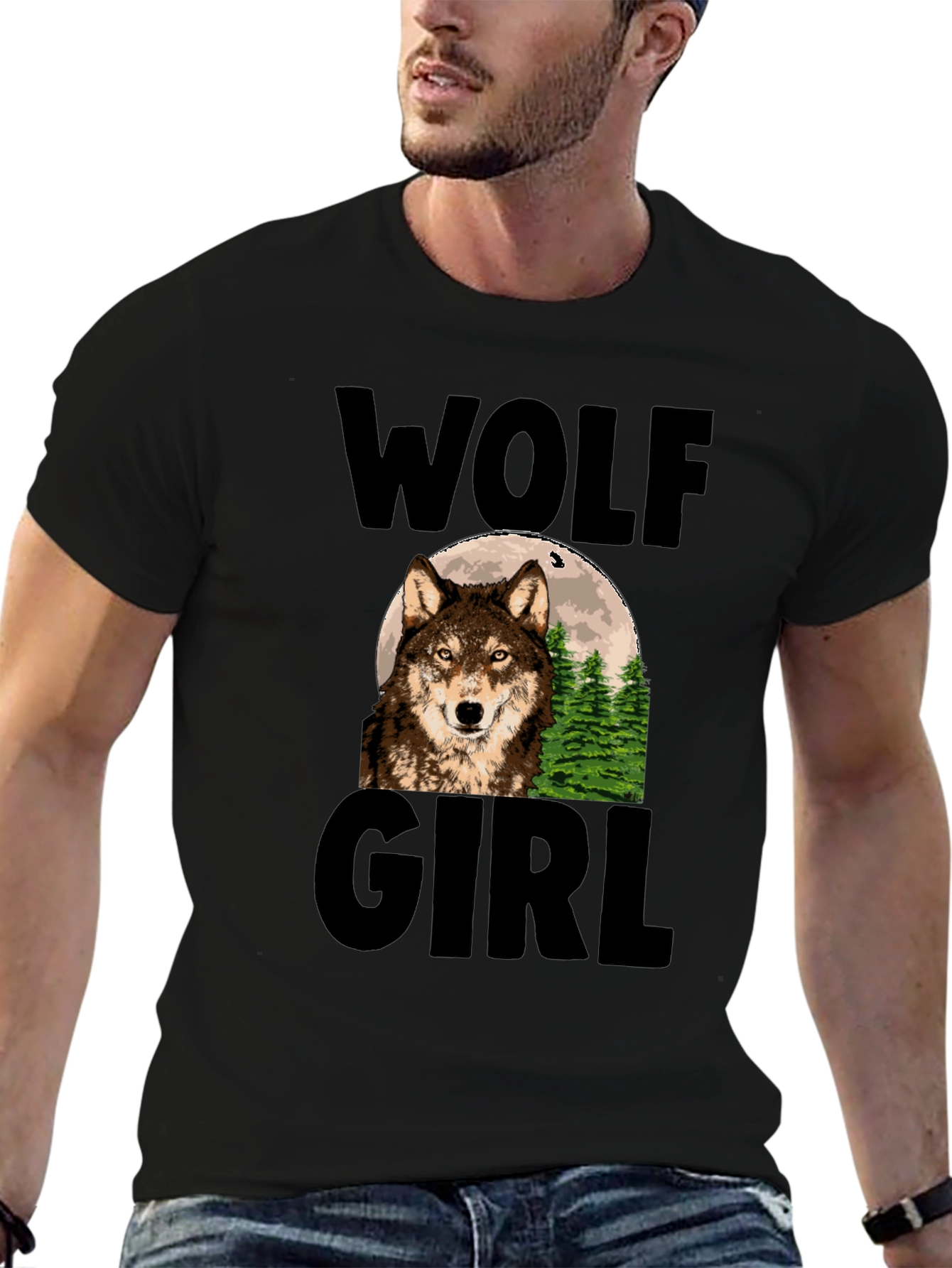 Wolf Girl Graphic Print T-Shirt