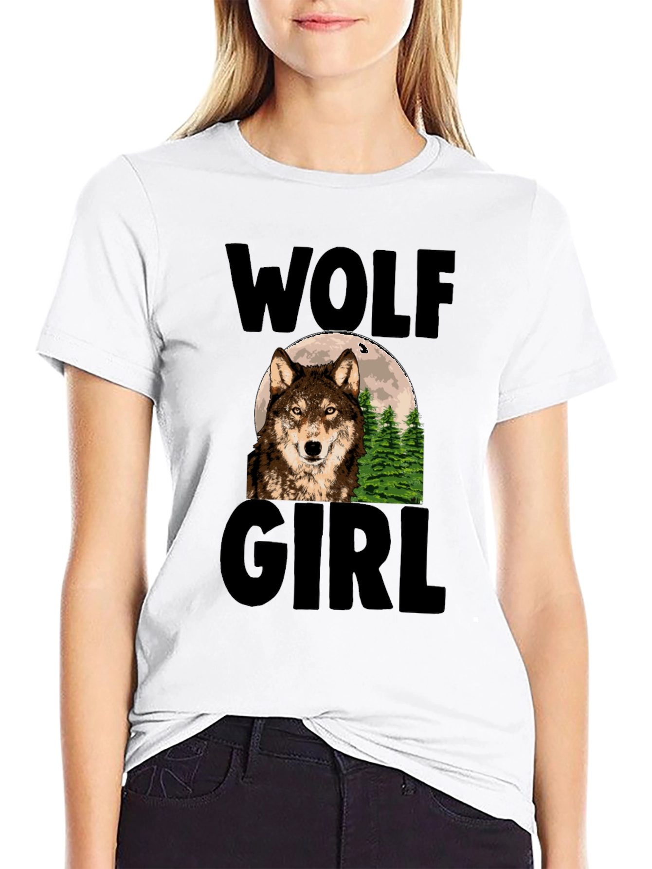 Wolf Girl Graphic Print T-Shirt