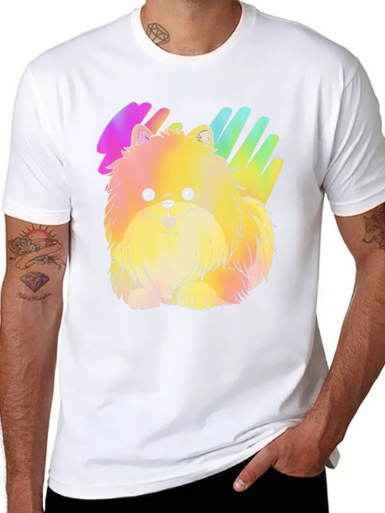 Cute Rainbow Pomeranian Dog Graphic T-Shirt