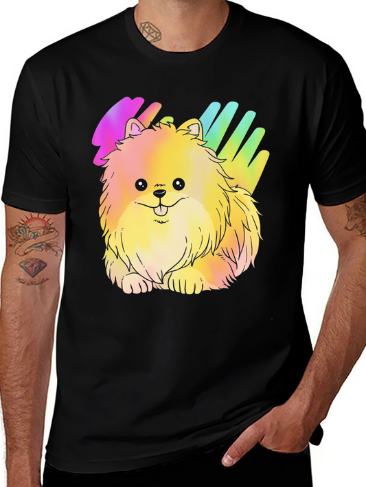 Cute Rainbow Pomeranian Dog Graphic T-Shirt