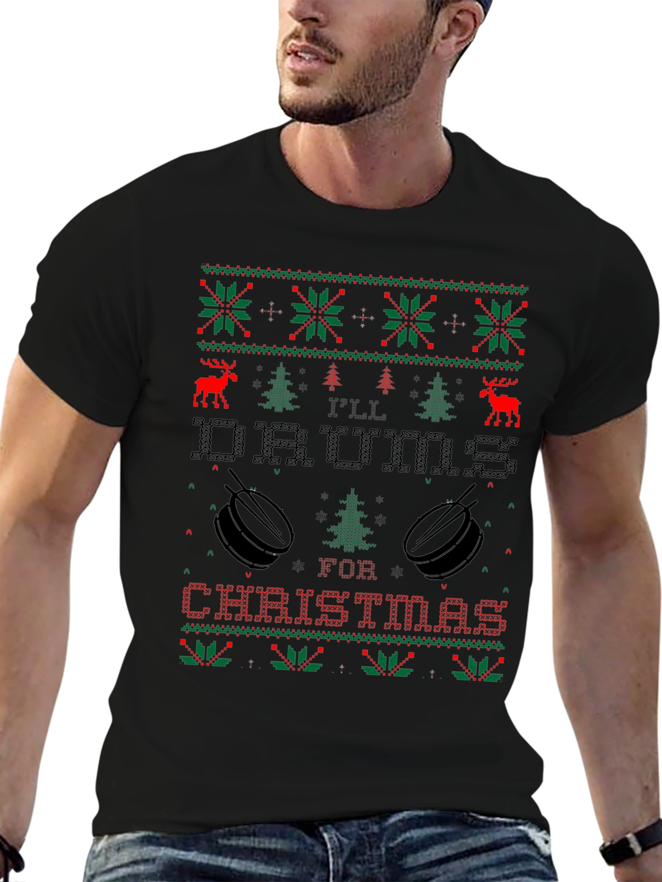 Ill Drums for Christmas Ugly Sweater Style T-Shirt