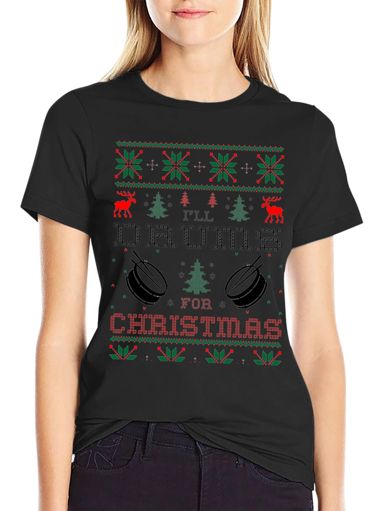 Ill Drums for Christmas Ugly Sweater Style T-Shirt