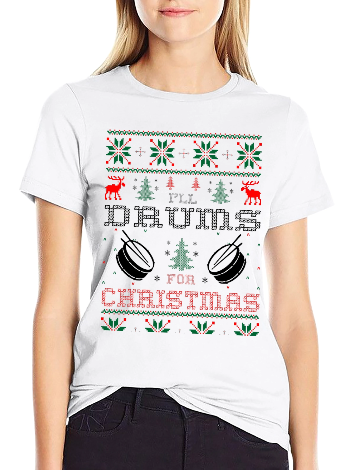 Ill Drums for Christmas Ugly Sweater Style T-Shirt