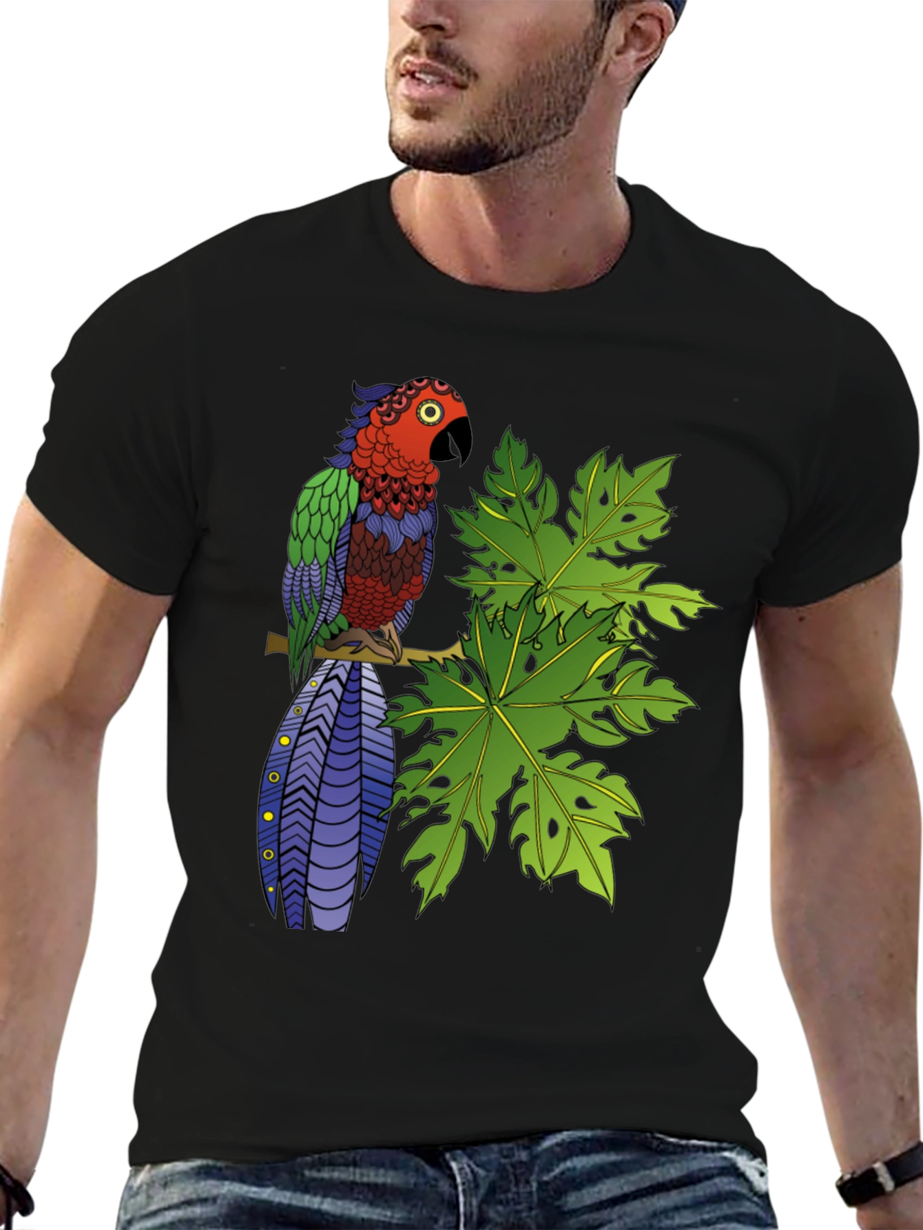 Tropical Parrot Graphic Tee - Nature Inspired
