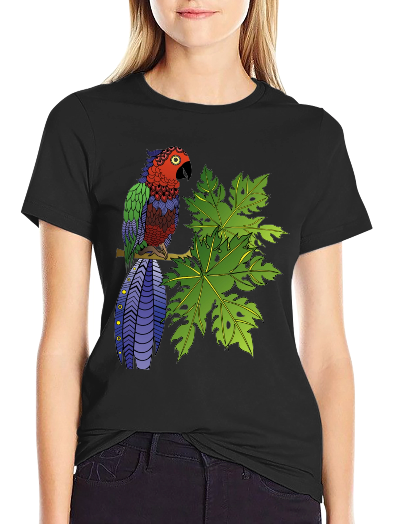 Tropical Parrot Graphic Tee - Nature Inspired