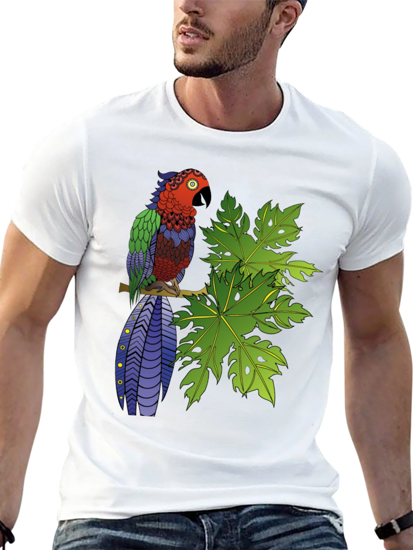 Tropical Parrot Graphic Tee - Nature Inspired
