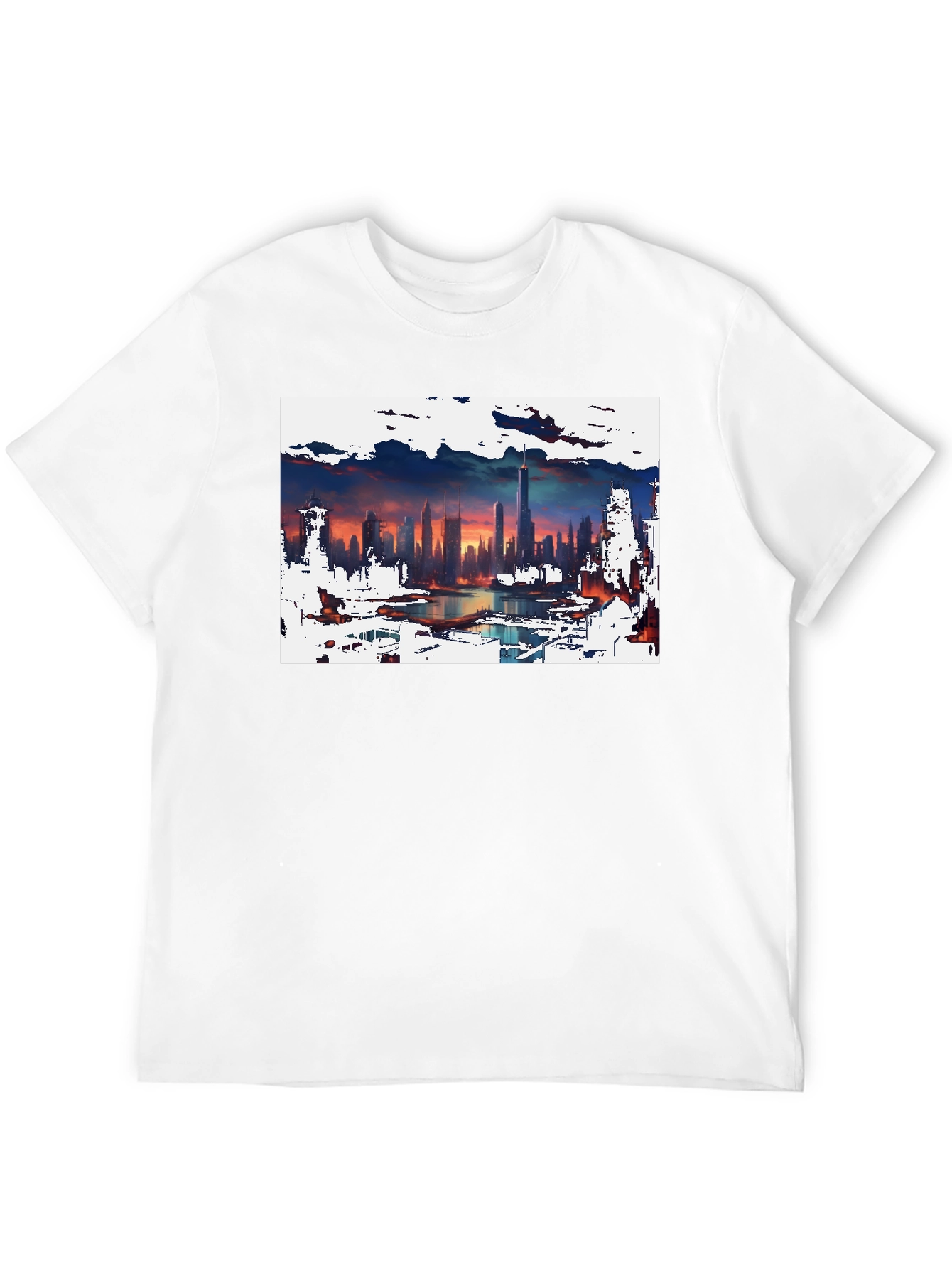 Cityscape Graphic Tee - Artistic Skyline Design