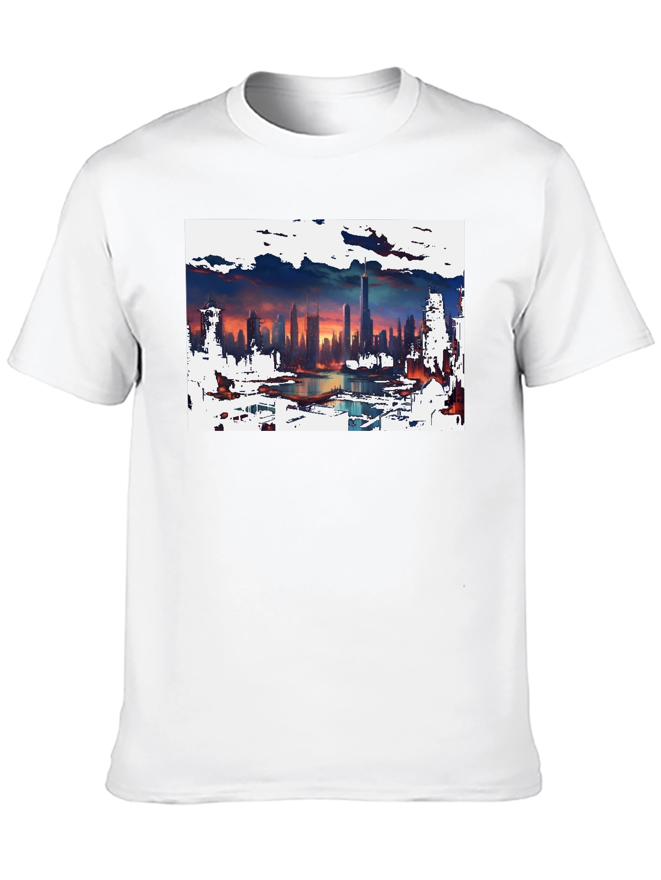 Cityscape Graphic Tee - Artistic Skyline Design