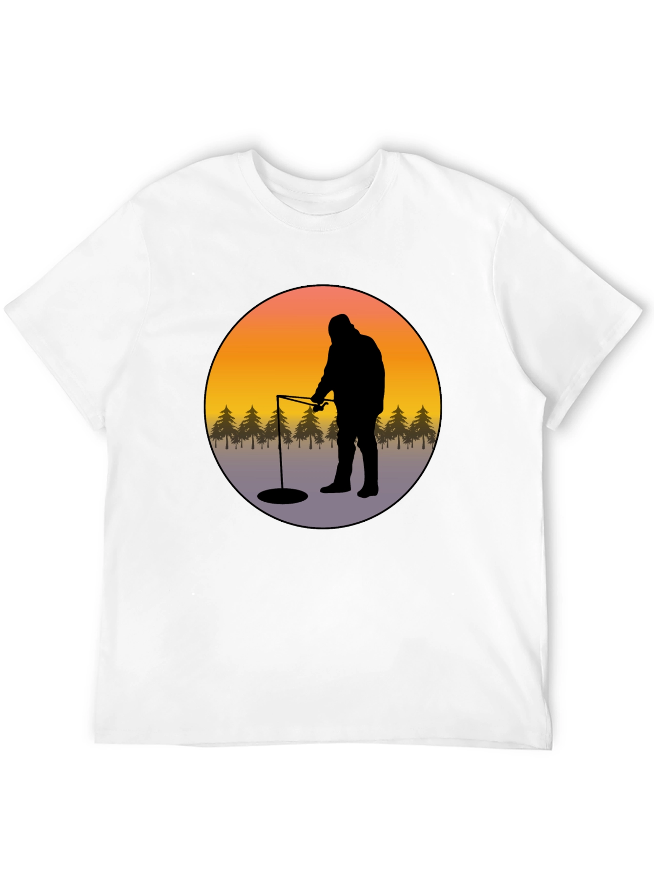 Ice Fishing Graphic Tee - Black Cotton Comfort