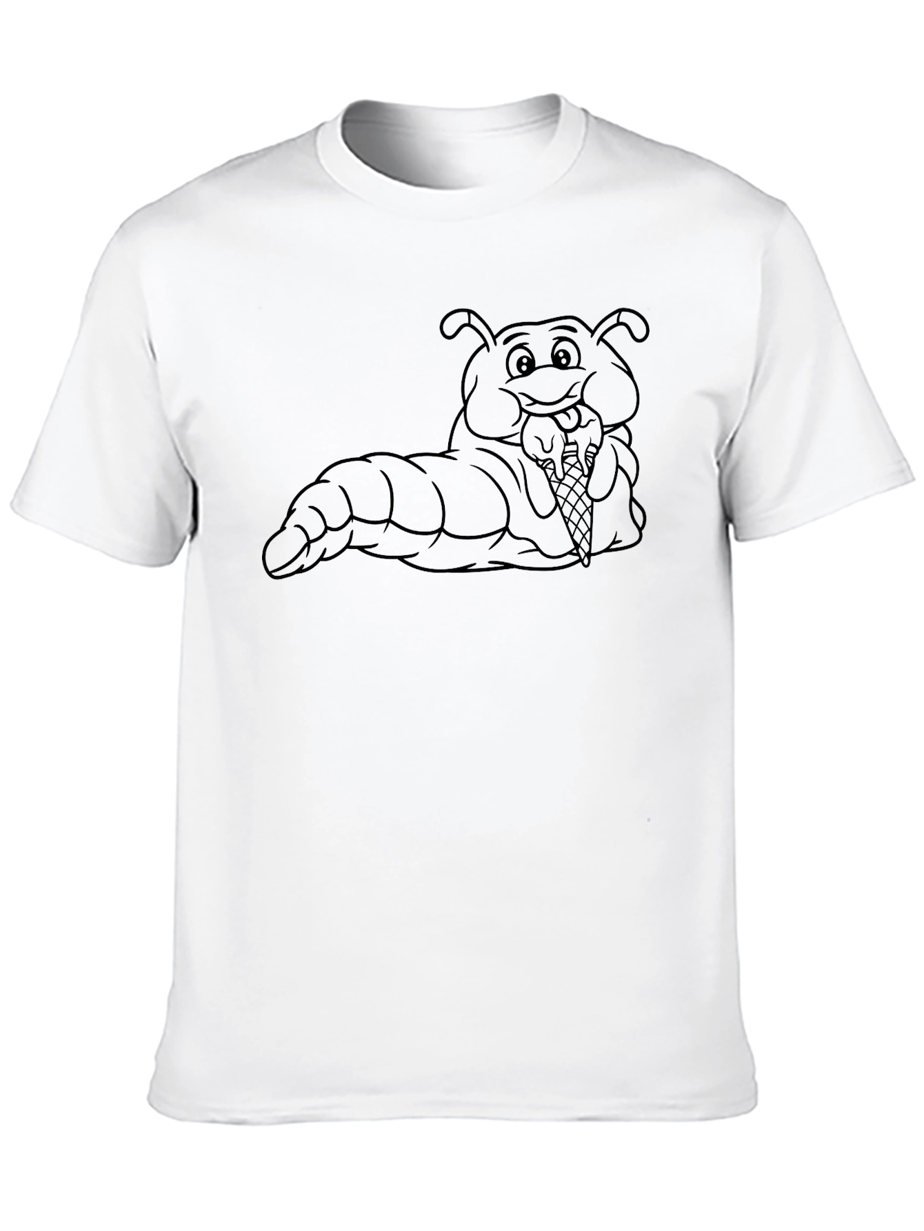 Cartoon Caterpillar Eating Ice Cream Graphic T-Shirt