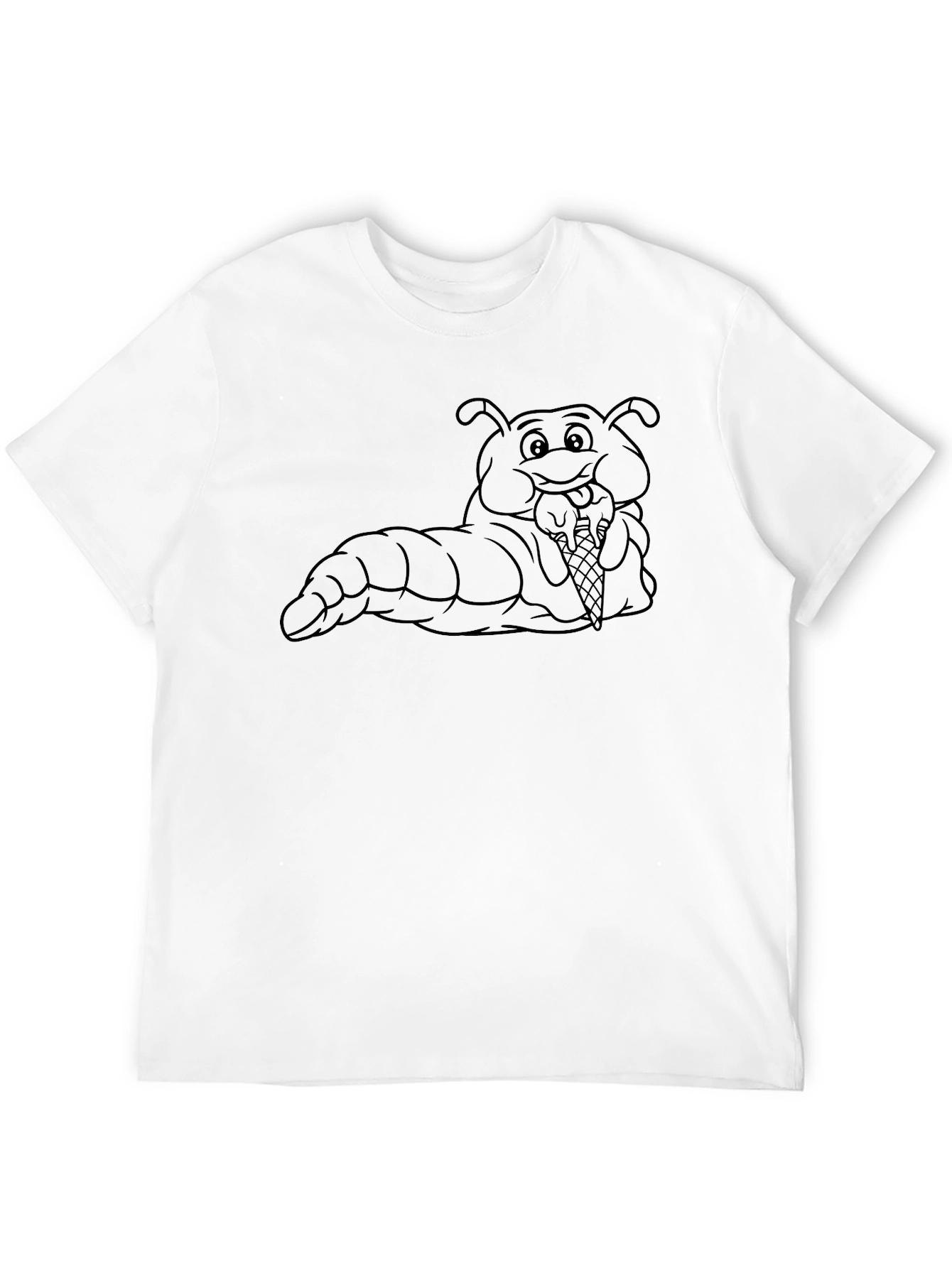Cartoon Caterpillar Eating Ice Cream Graphic T-Shirt