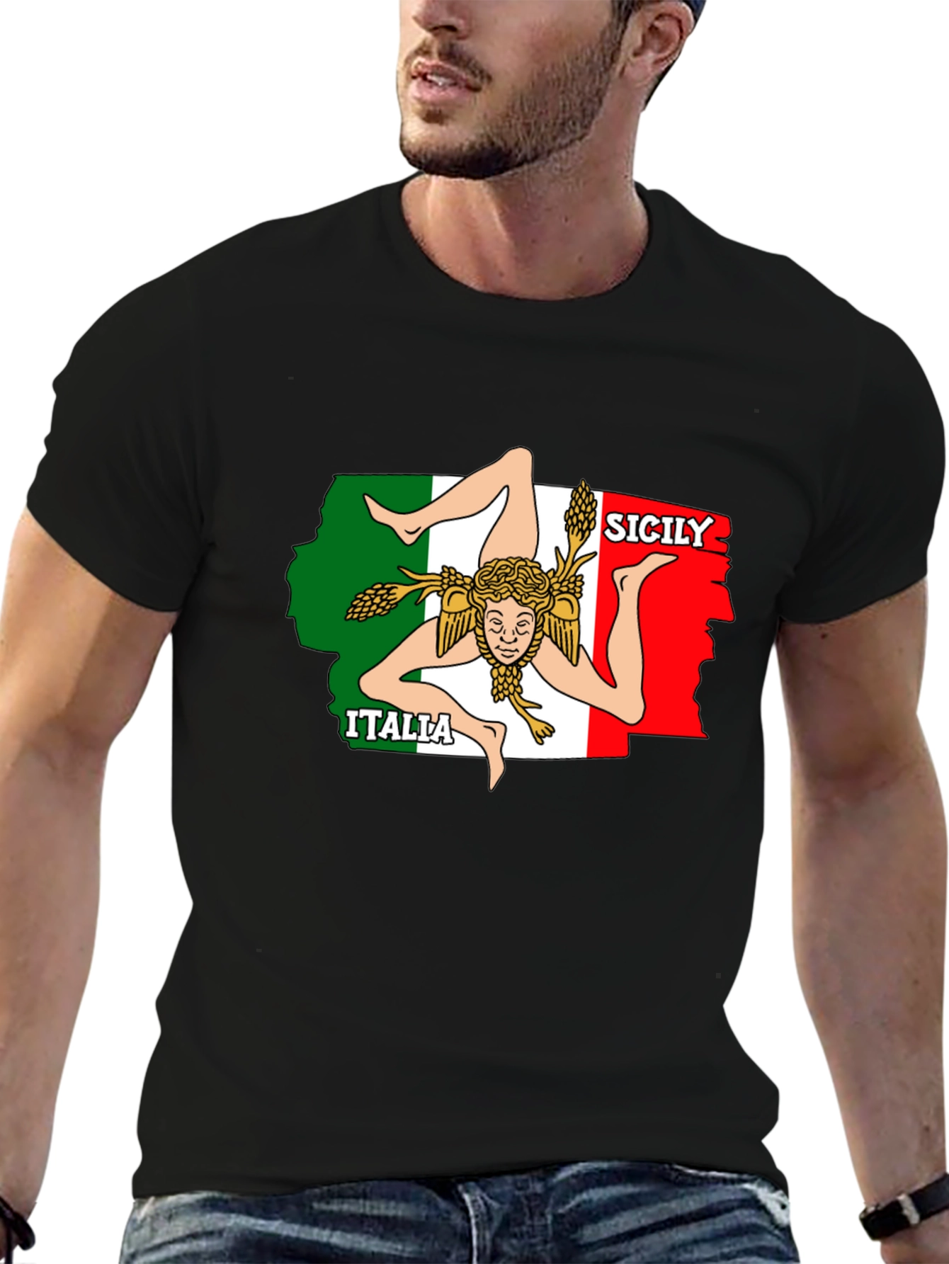 Sicily Italy Flag T-Shirt - Novelty Graphic Tee