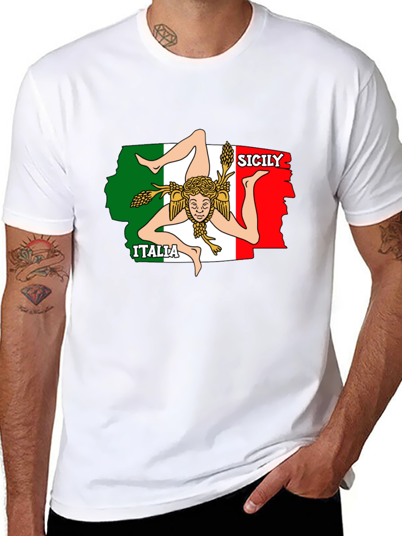 Sicily Italy Flag T-Shirt - Novelty Graphic Tee