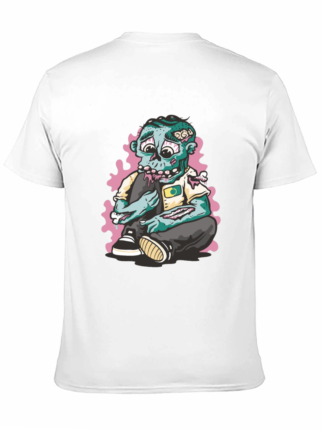 Zombie Cartoon Graphic Print Black T-Shirt