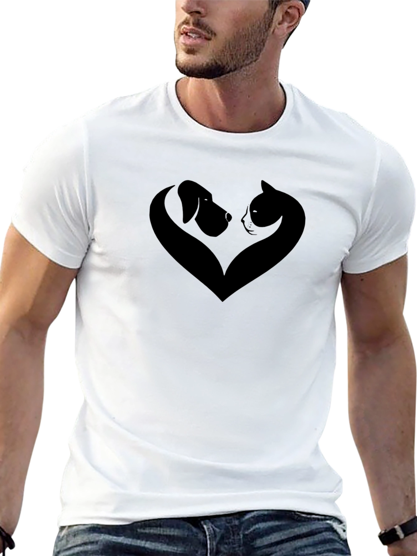 Dog & Cat Heart Graphic T-Shirt