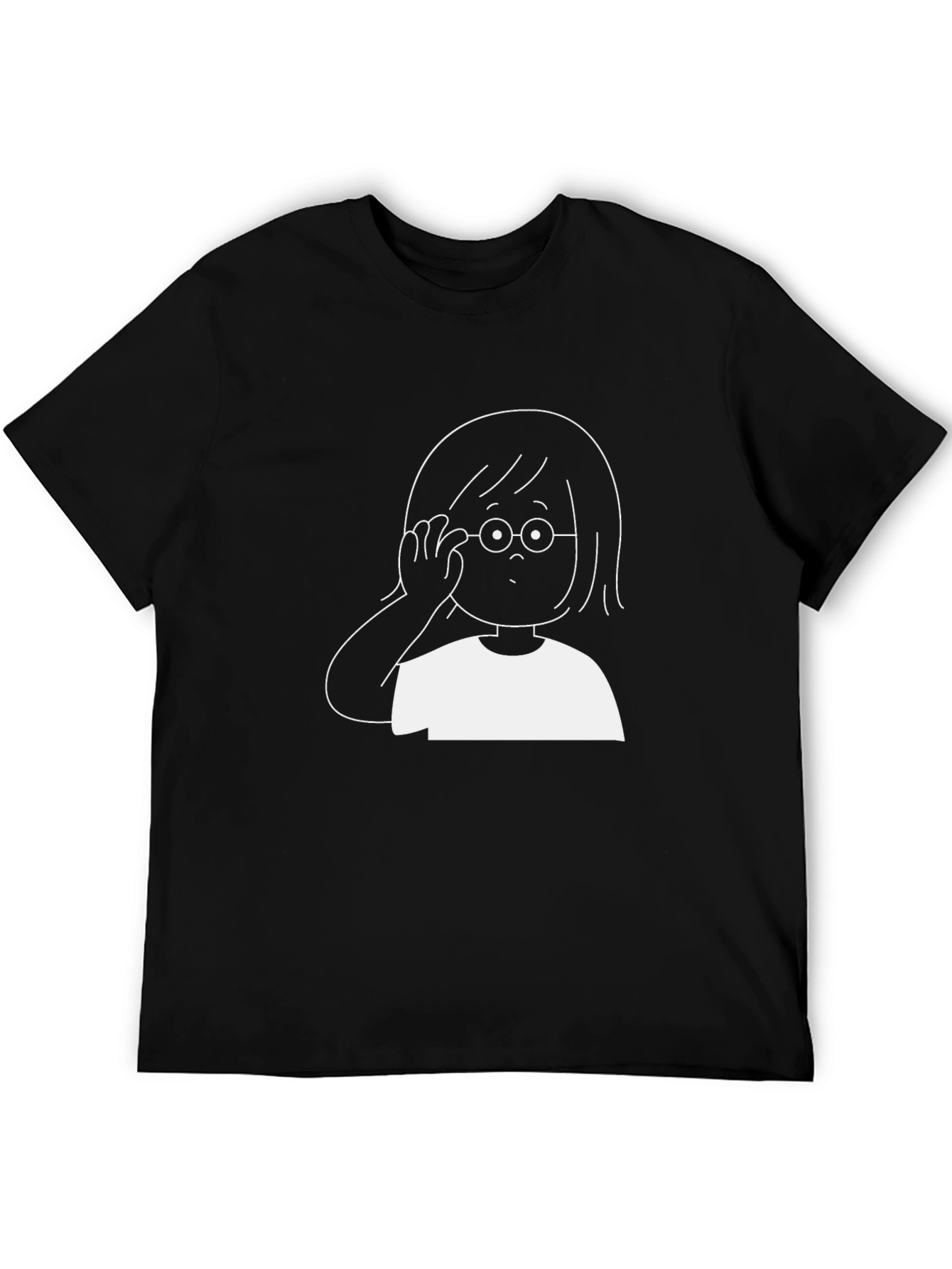 Cartoon Girl Graphic Tee - Black Cotton Comfort