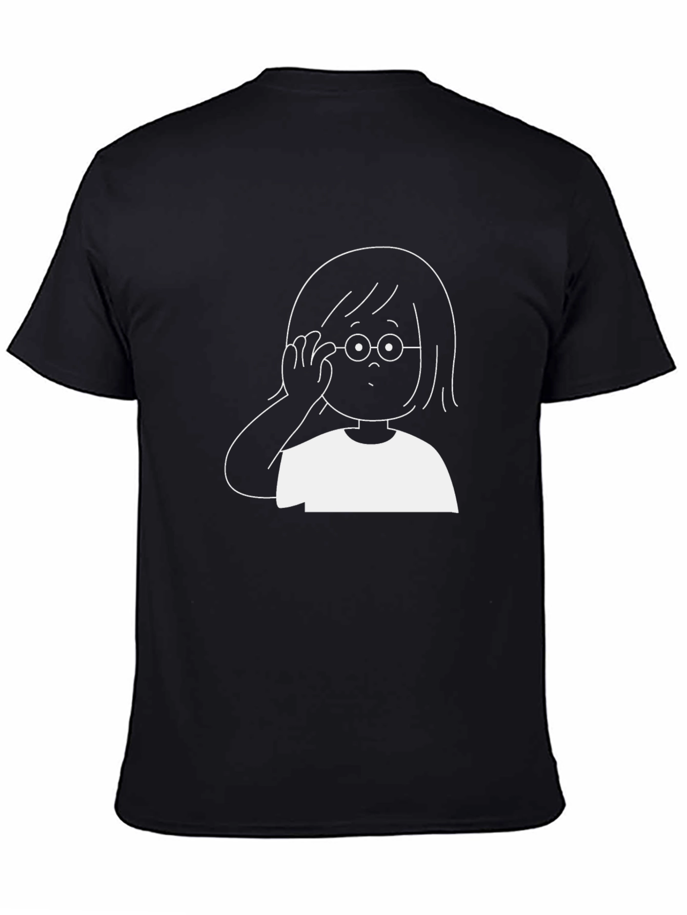 Cartoon Girl Graphic Tee - Black Cotton Comfort