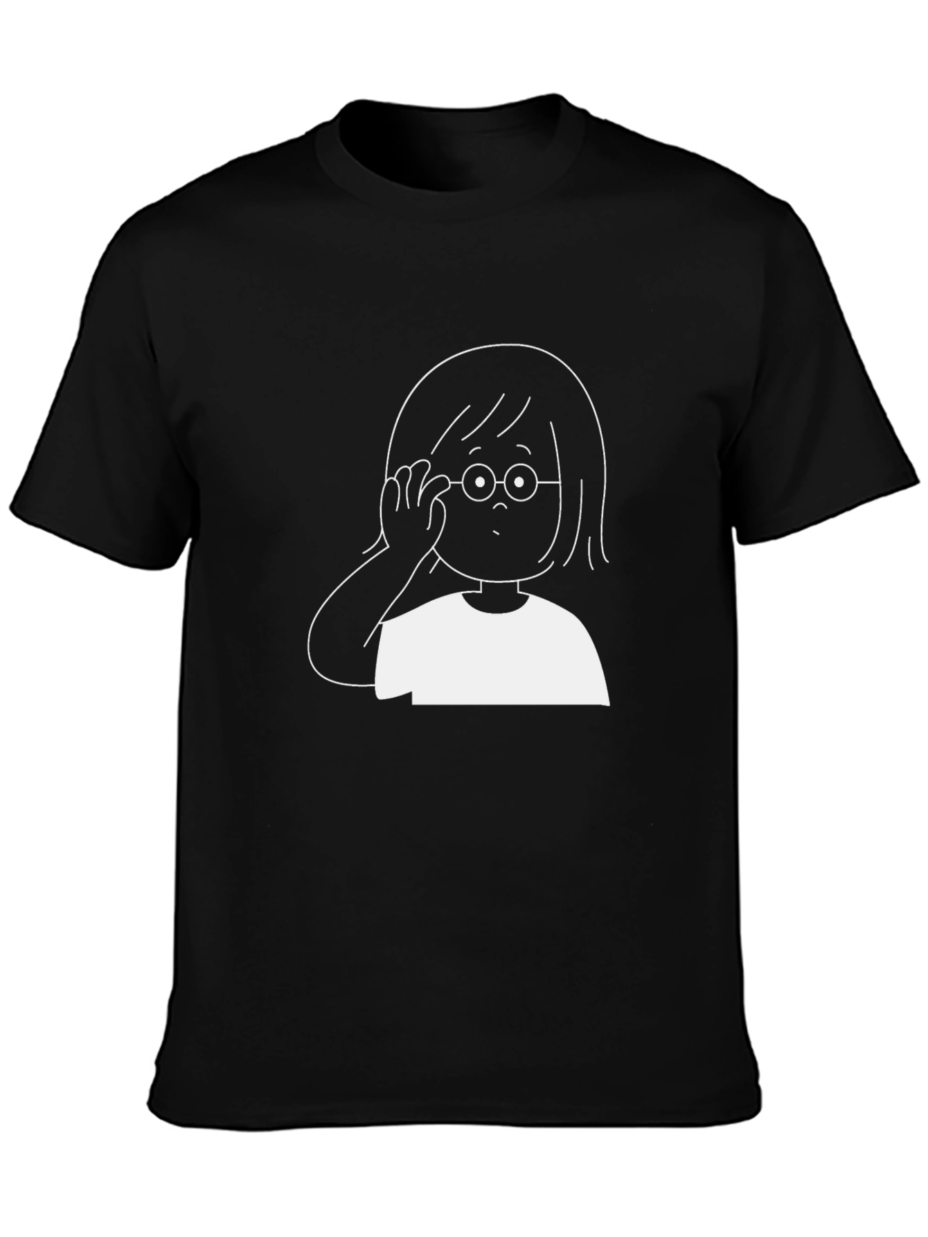 Cartoon Girl Graphic Tee - Black Cotton Comfort