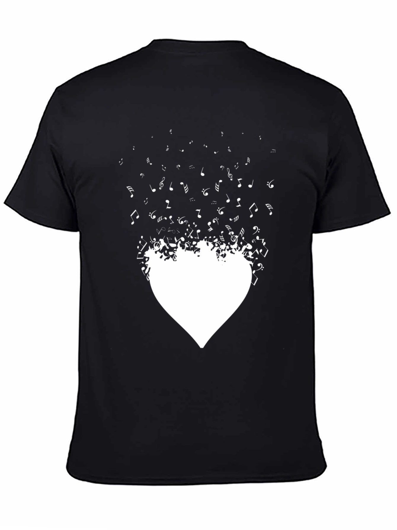 Musical Heartbeat Graphic Tee - Stylish Black Cotton T-Shirt
