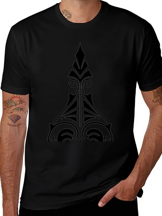 Stylish Black T-Shirt with Geometric Design