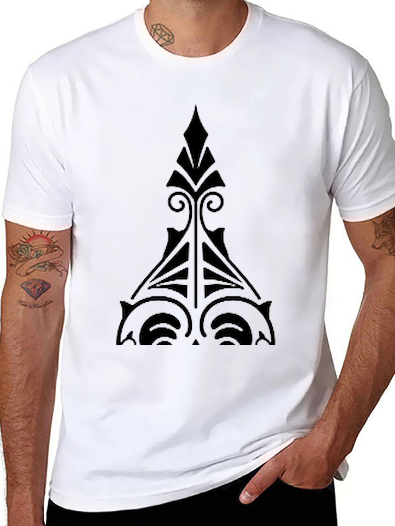 Stylish Black T-Shirt with Geometric Design