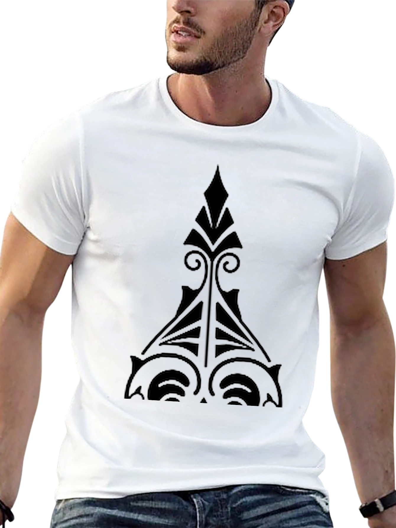 Stylish Black T-Shirt with Geometric Design