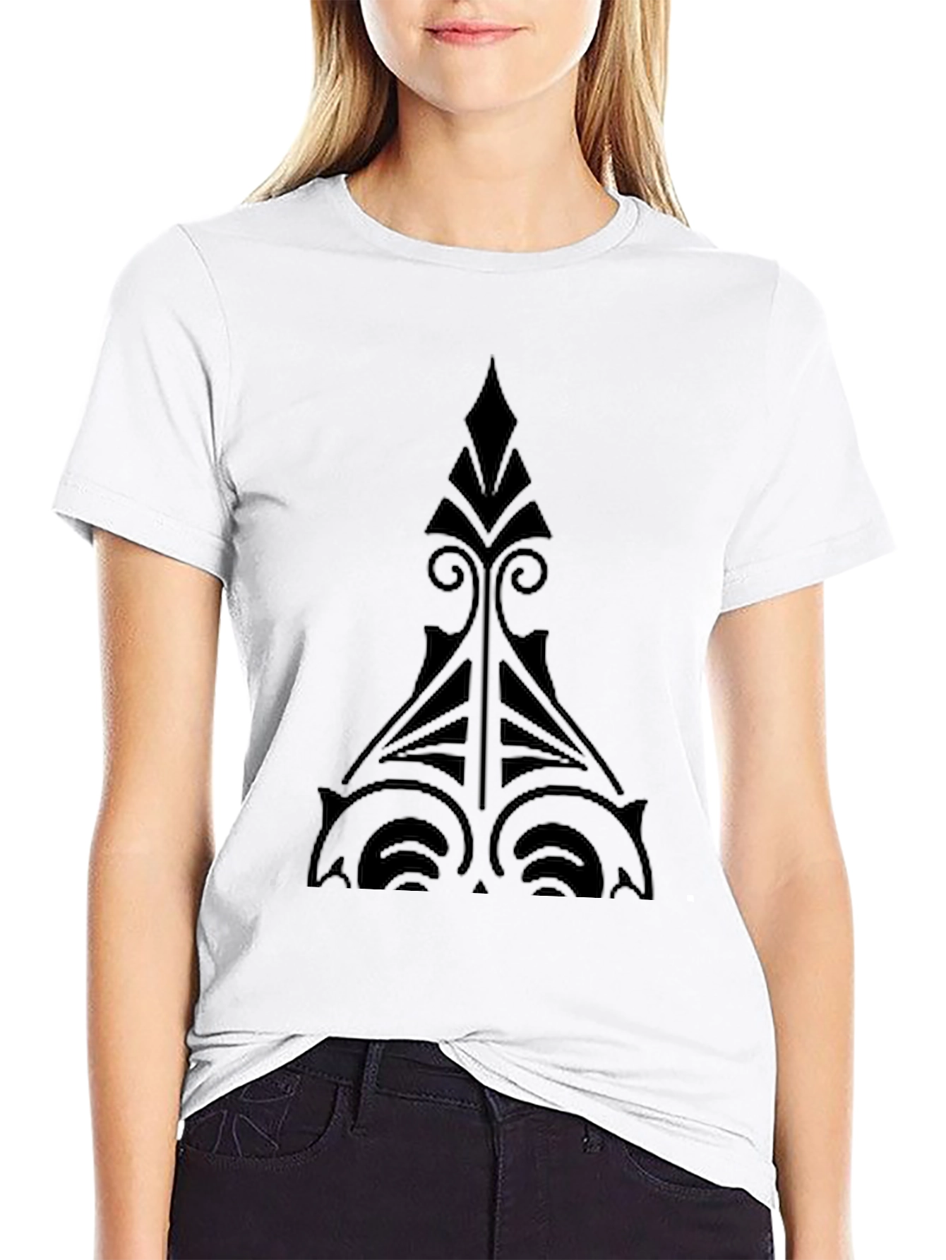 Stylish Black T-Shirt with Geometric Design