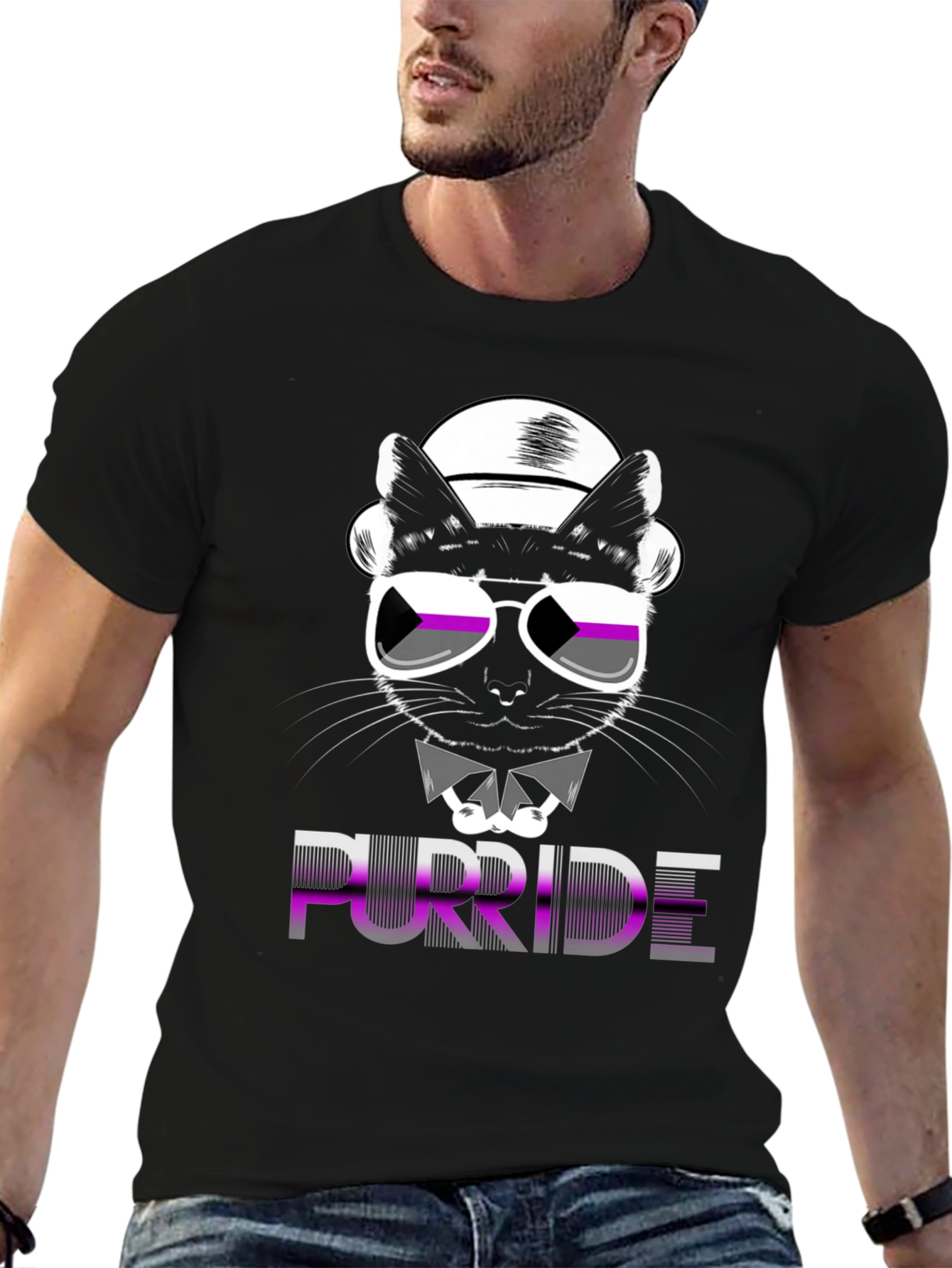 Purride Cat Graphic T-Shirt - Asexual Pride
