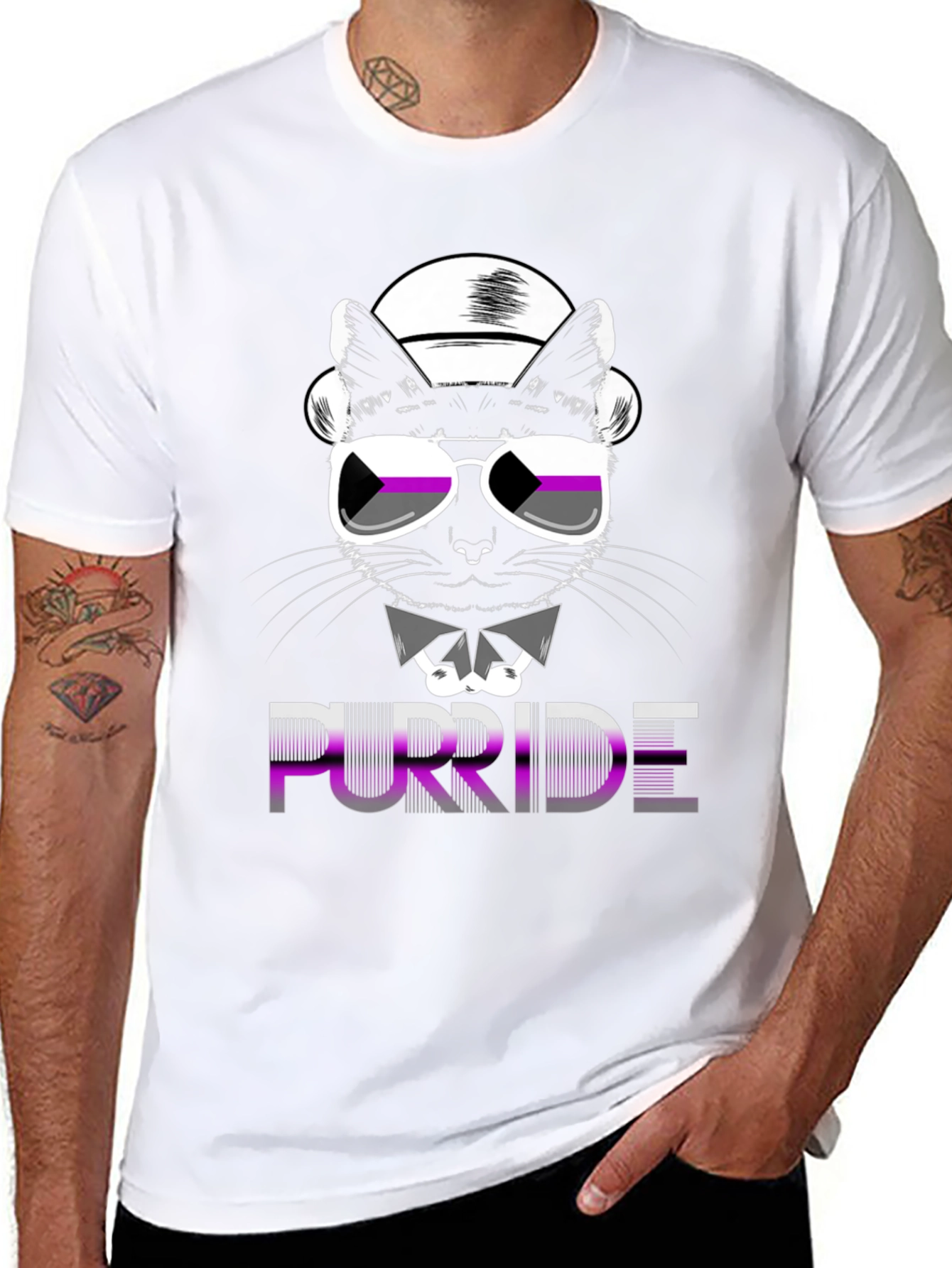 Purride Cat Graphic T-Shirt - Asexual Pride