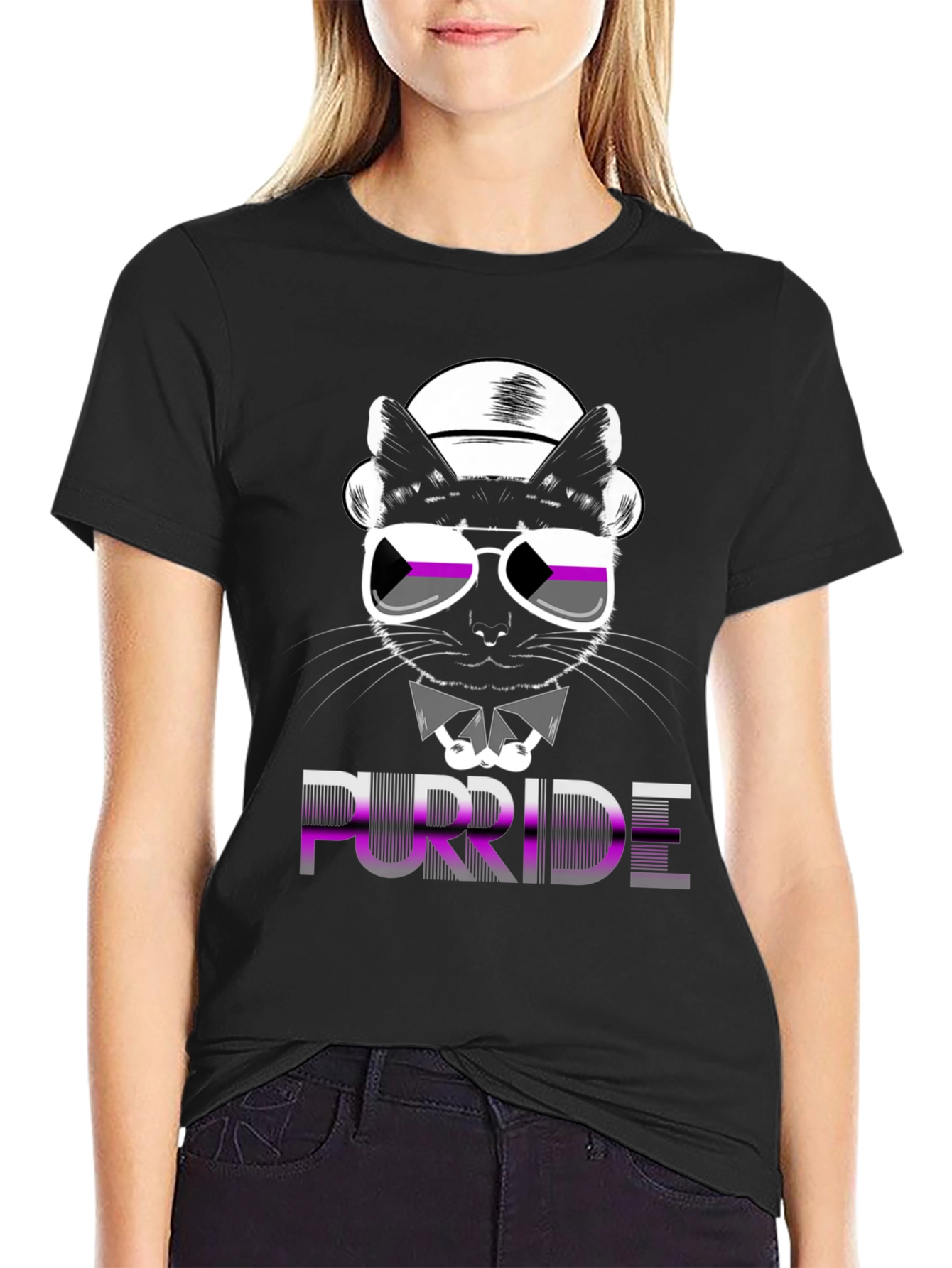 Purride Cat Graphic T-Shirt - Asexual Pride
