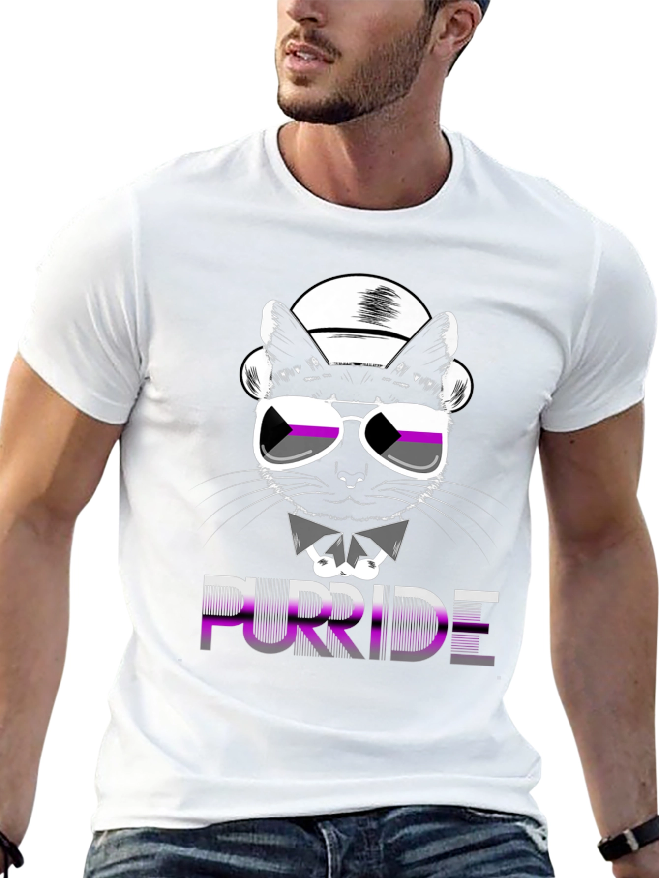 Purride Cat Graphic T-Shirt - Asexual Pride