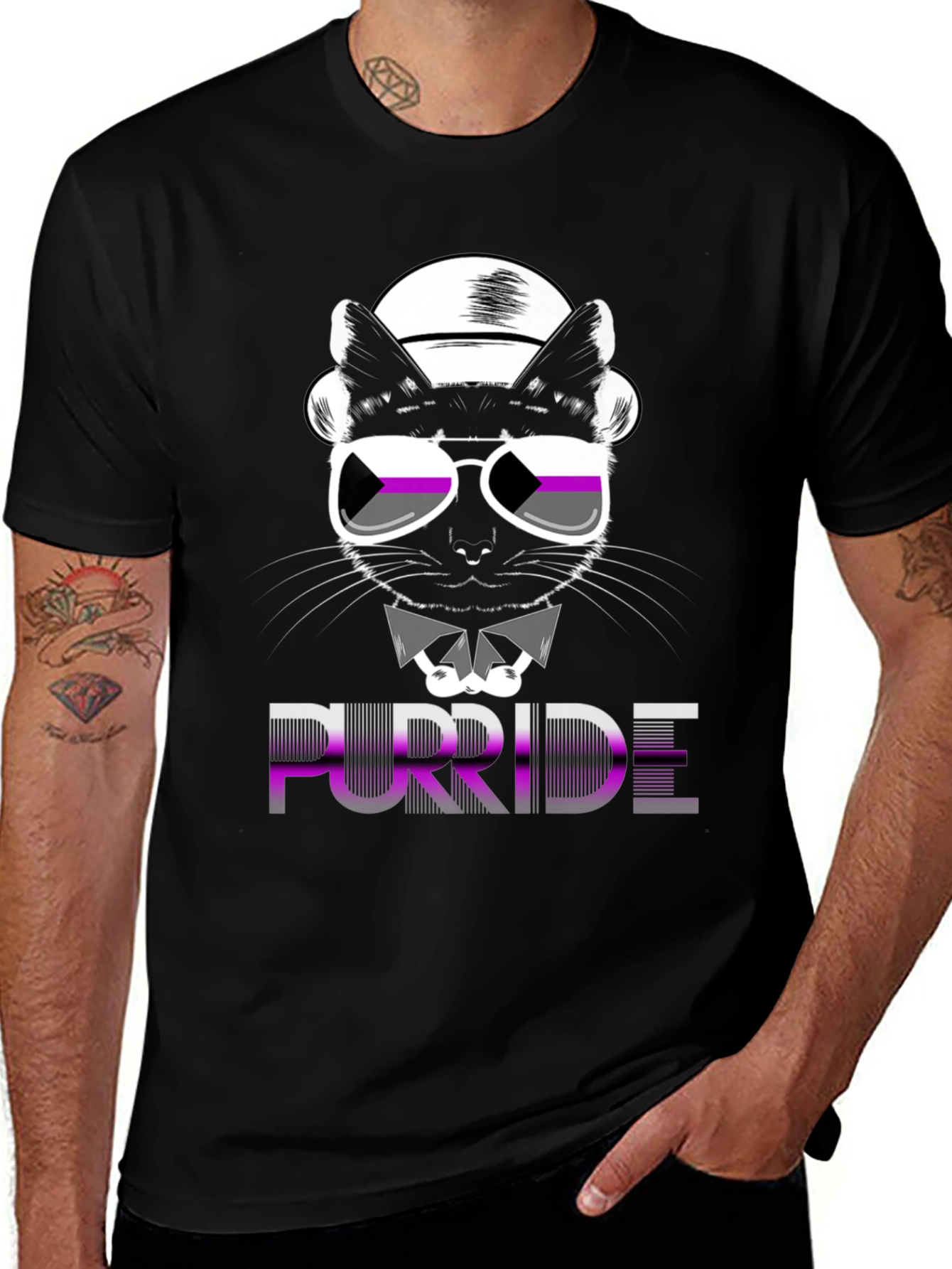 Purride Cat Graphic T-Shirt - Asexual Pride
