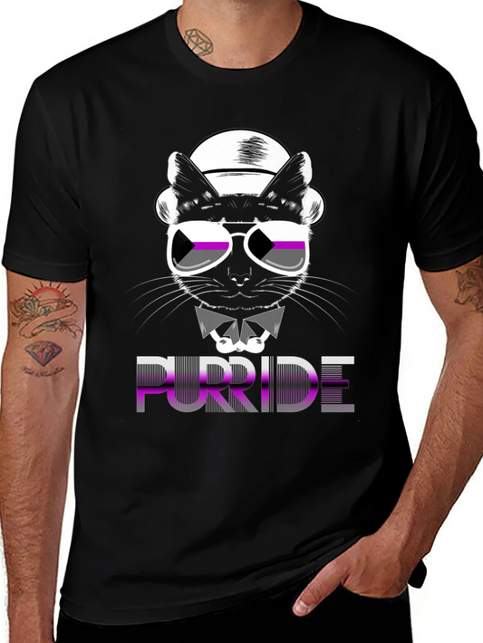 Purride Cat Graphic T-Shirt - Asexual Pride