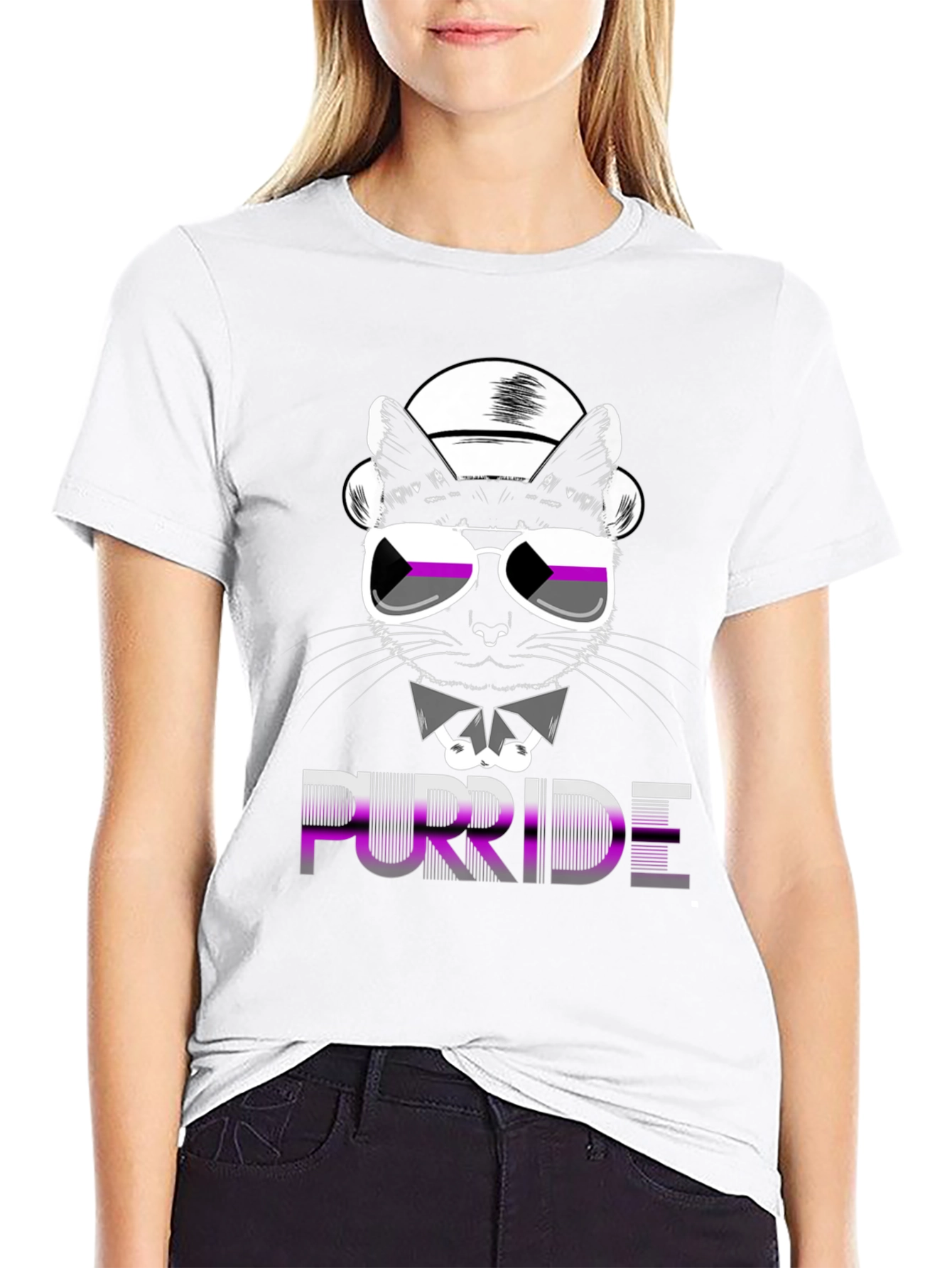 Purride Cat Graphic T-Shirt - Asexual Pride