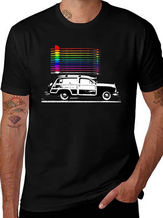 Retro Car Rainbow T-Shirt - Classic Style
