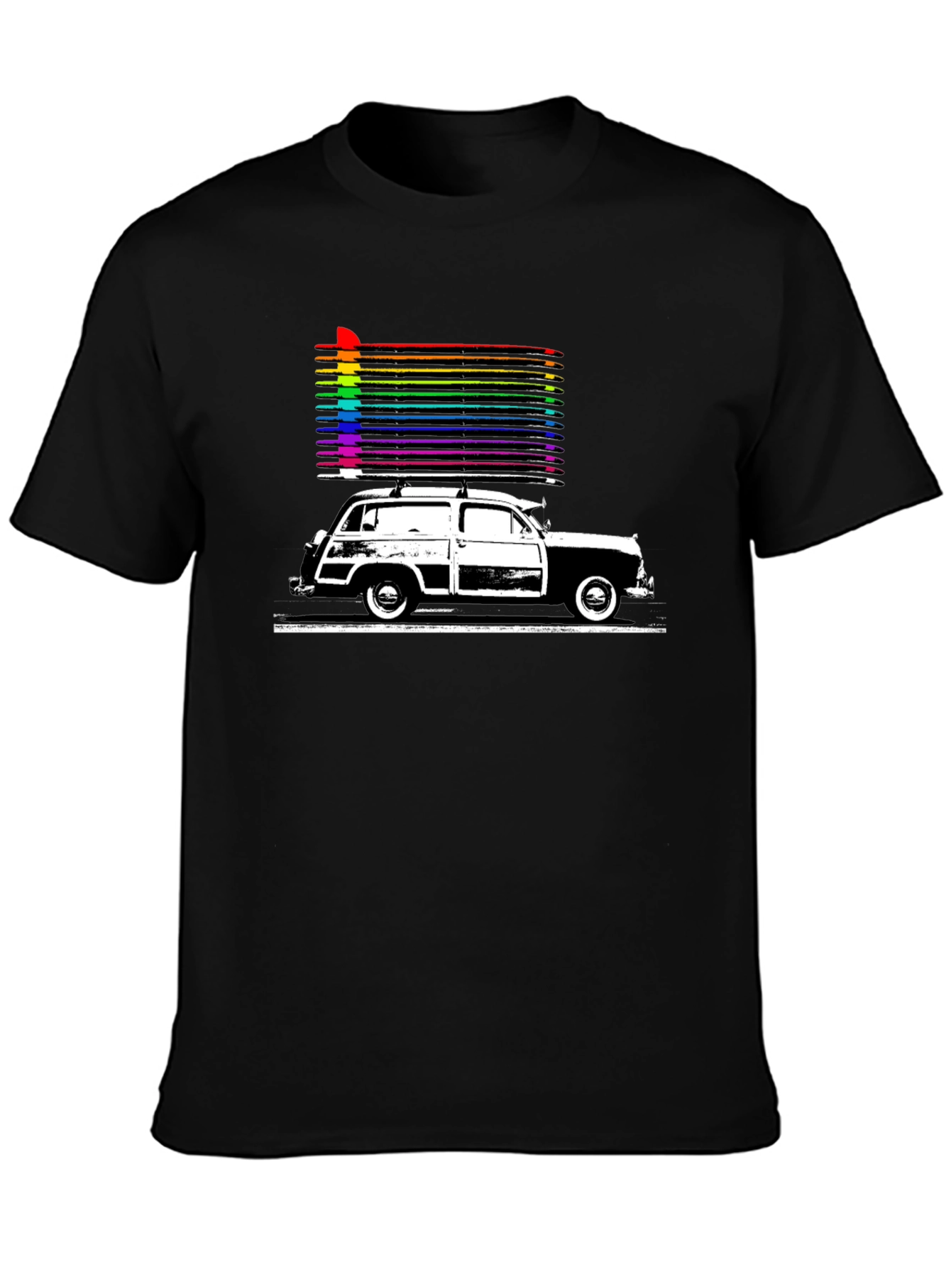 Retro Car Rainbow T-Shirt - Classic Style