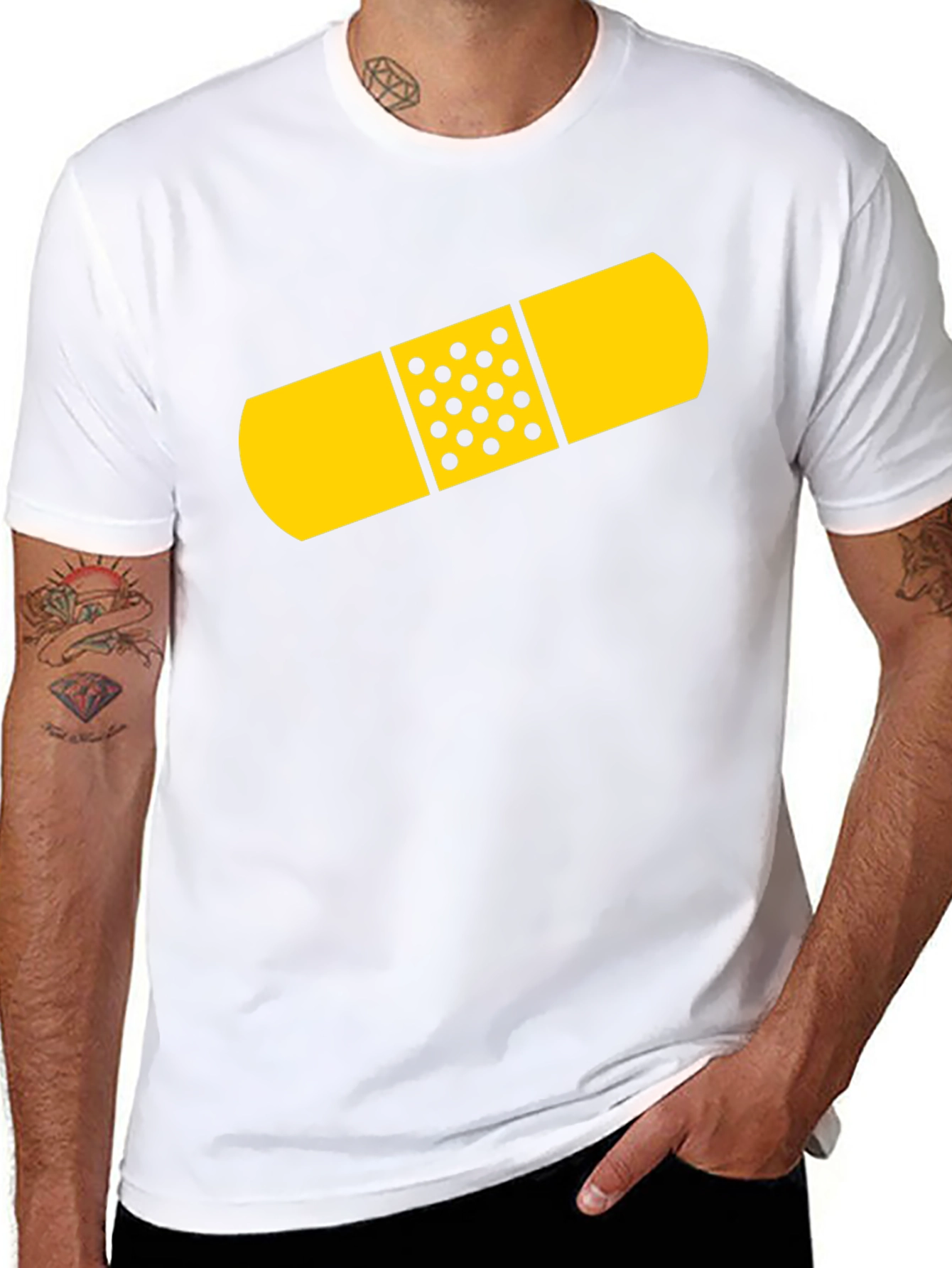 Funny Bandage Graphic Tee - Unisex Black T-Shirt