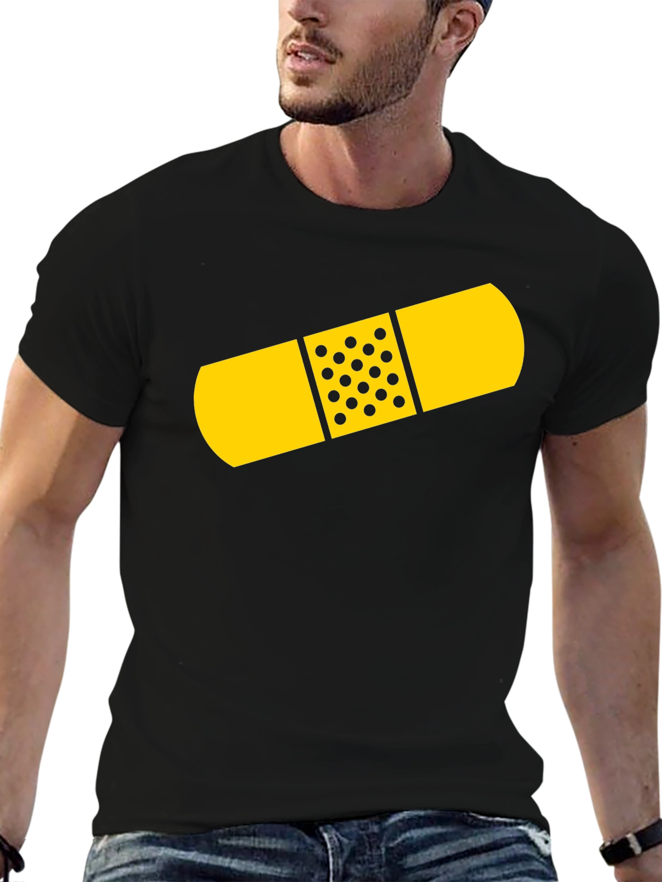 Funny Bandage Graphic Tee - Unisex Black T-Shirt