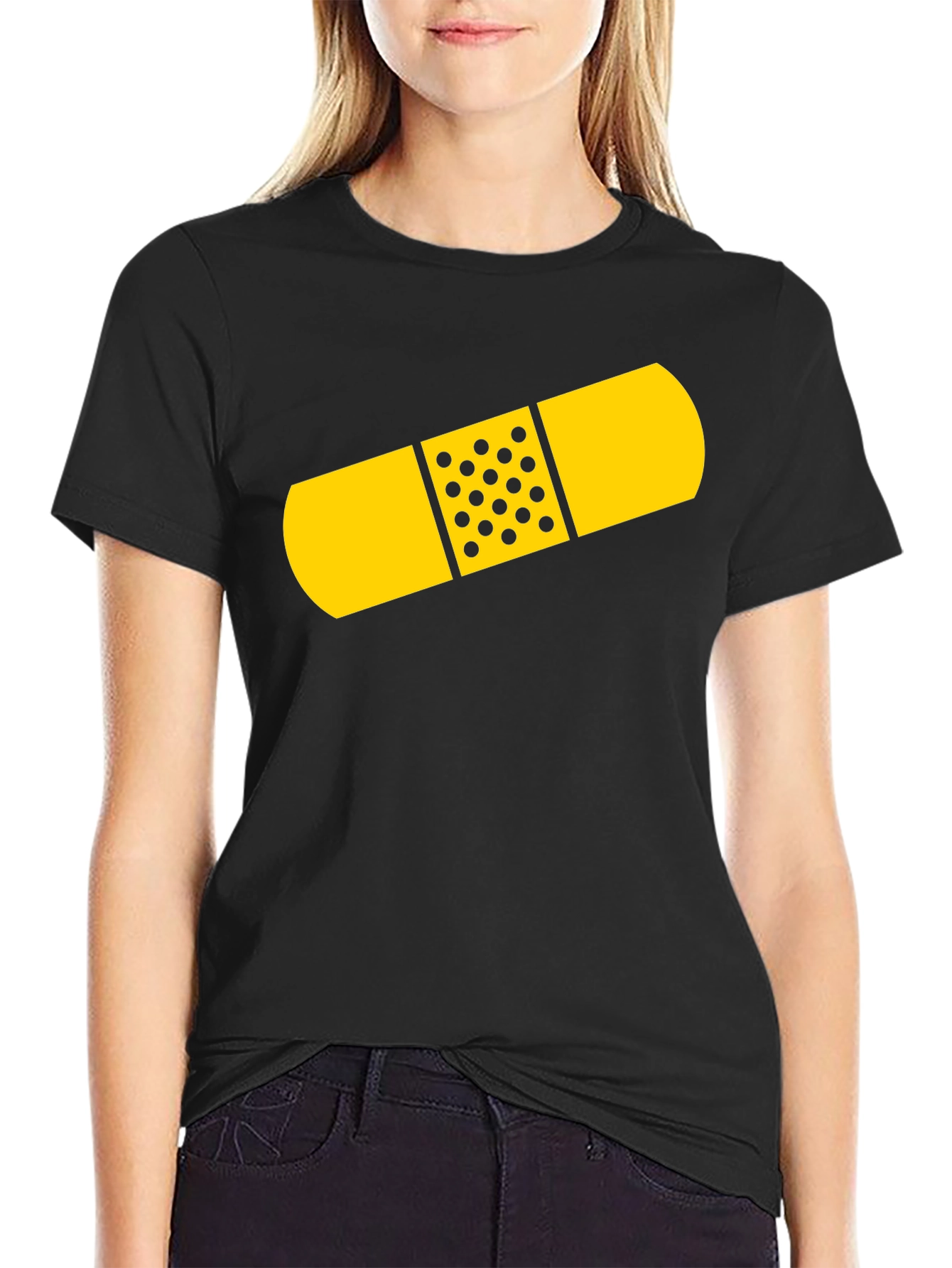 Funny Bandage Graphic Tee - Unisex Black T-Shirt