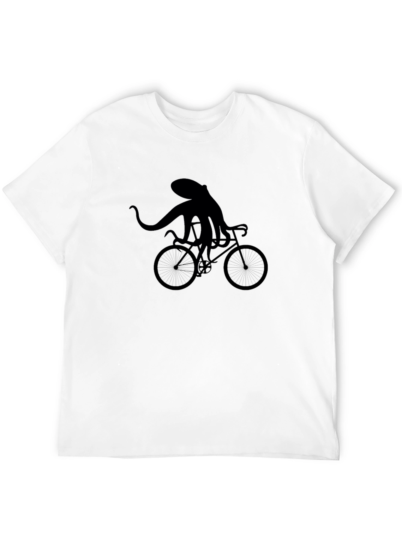 Octopus Riding Bike Graphic T-Shirt - Black