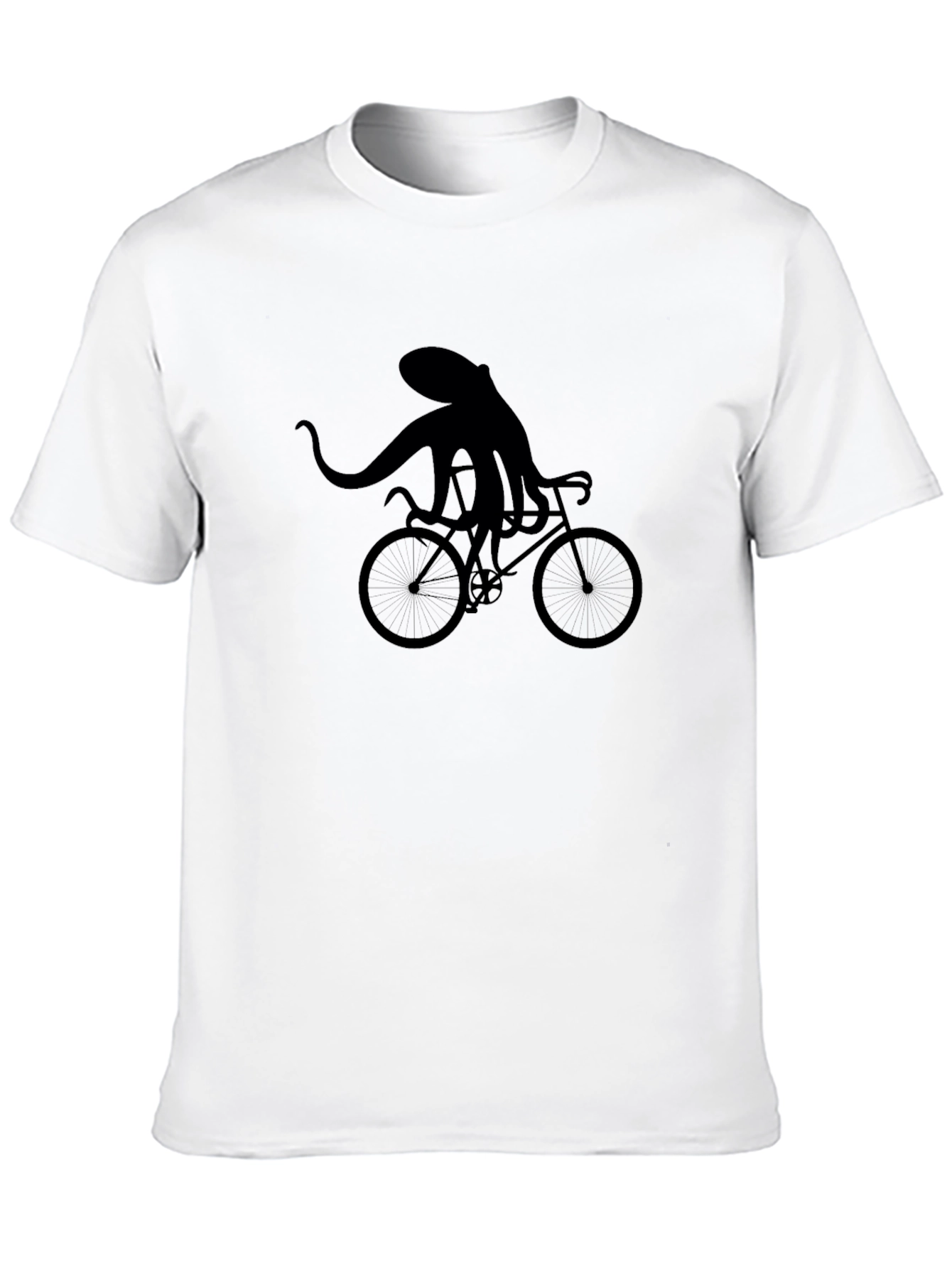Octopus Riding Bike Graphic T-Shirt - Black