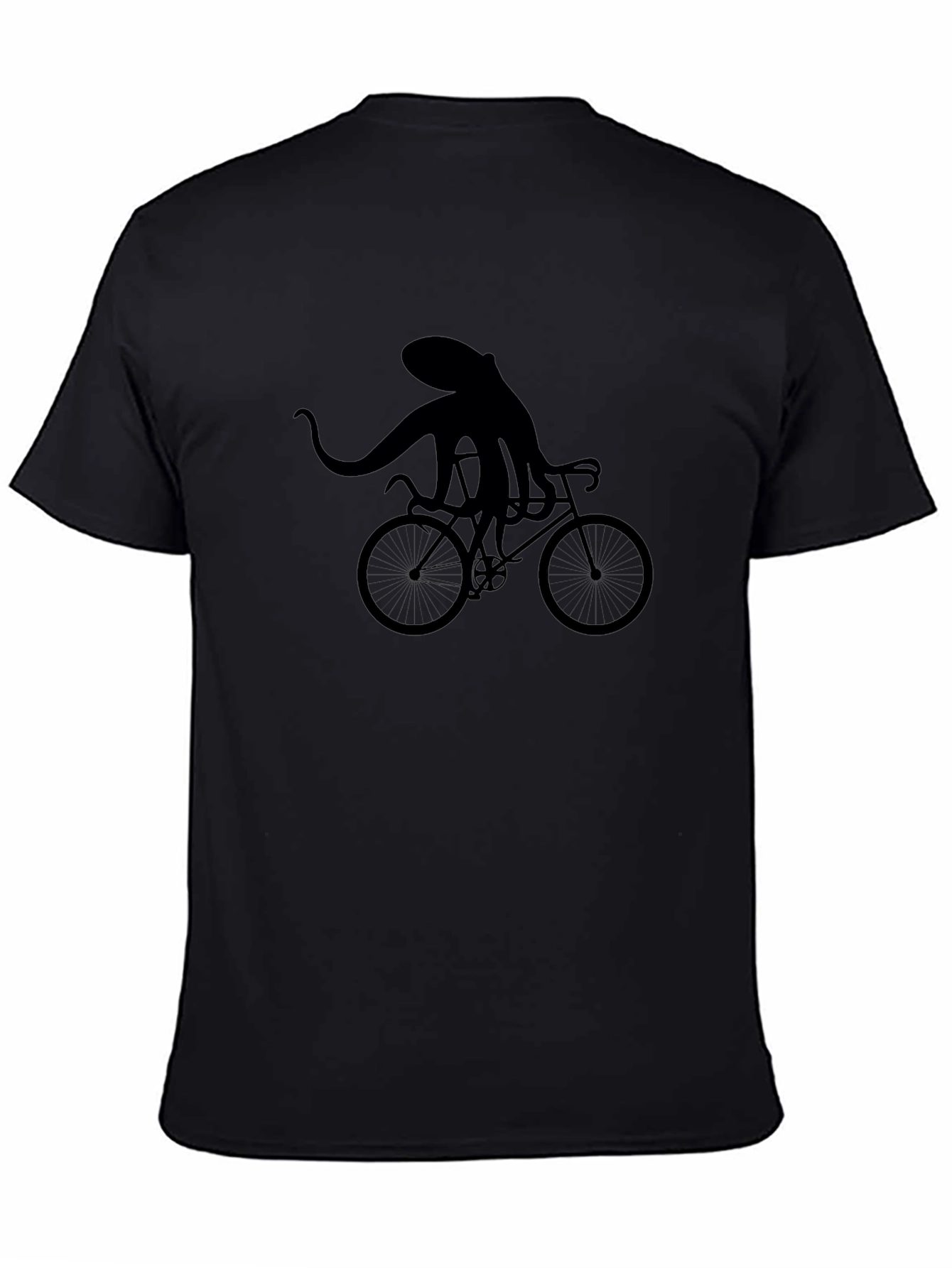 Octopus Riding Bike Graphic T-Shirt - Black