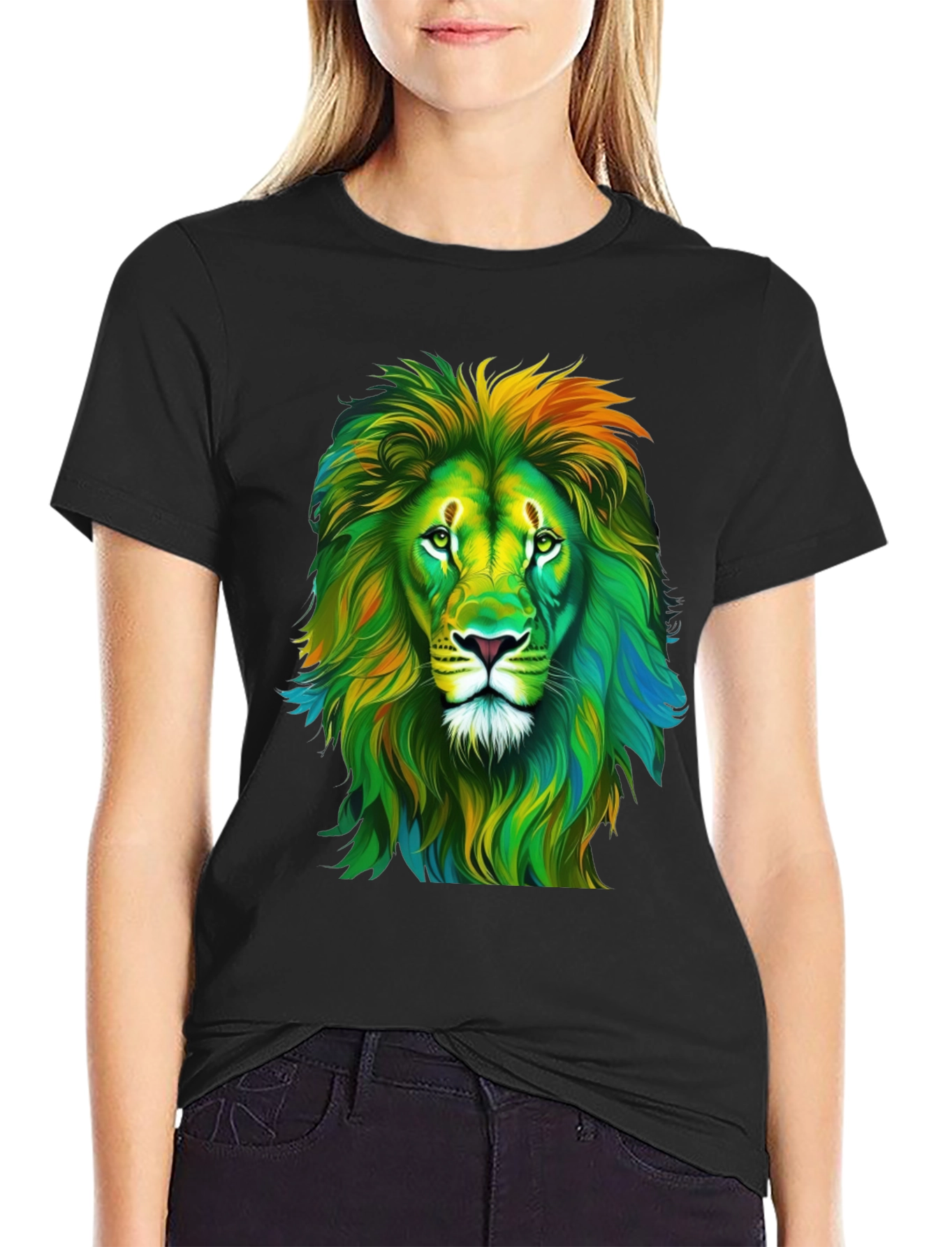 Lion Graphic Print Crew Neck T-Shirt