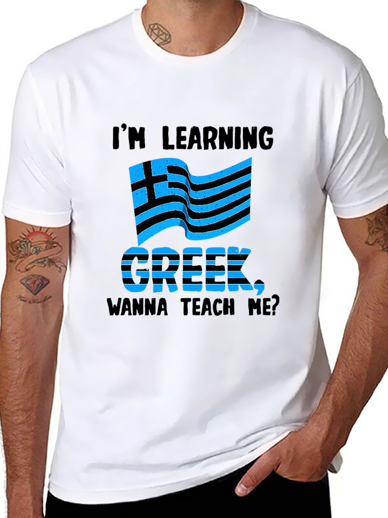 Im Learning Greek T-Shirt Funny Novelty Tee